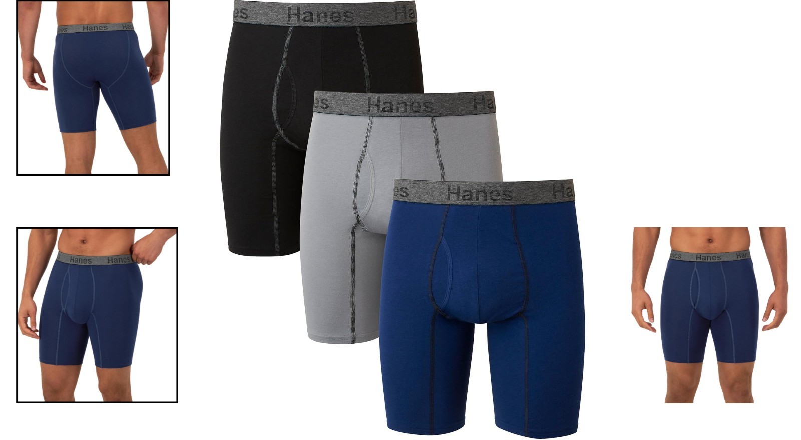 Hanes Mens 3 Pack Comfort Flex Fit Stretch Brief Small Gray Blue