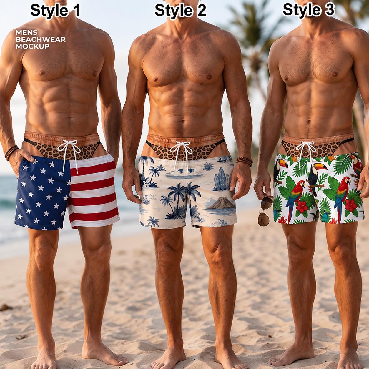 Funny Men’s Swim Trunks, Custom Fake Underwear Beach Shorts Size S-5XL