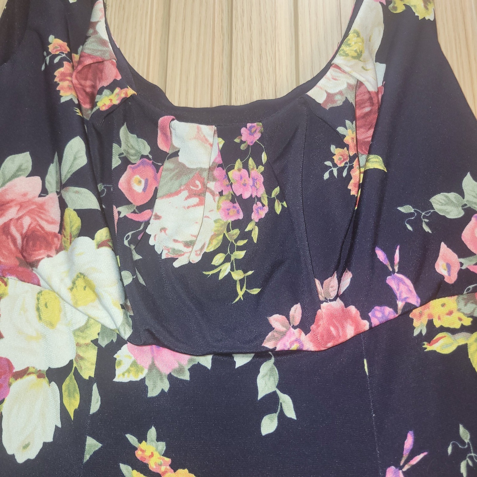Connected Apparel Navy Blue Floral Sleeveless A-Line Dress TJA71594M Womens 10