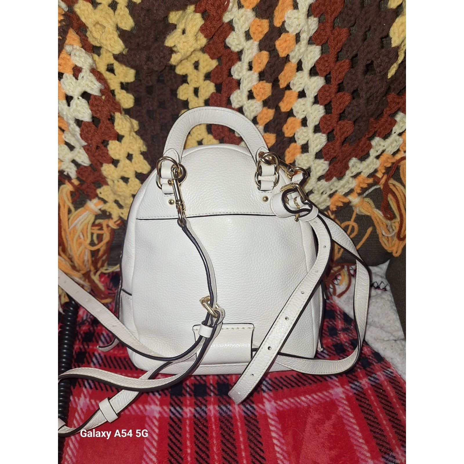 2. Coach Jordyn Mini Backpack Chalk White Pebbled Leather Gold Hardware F80044