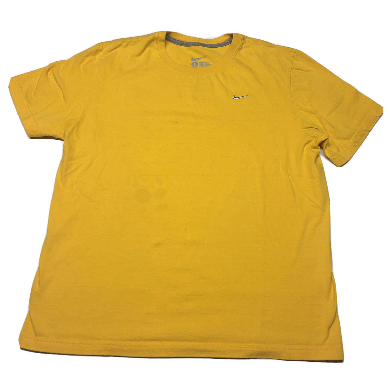 Vintage Nike T-Shirt Mens Large Yellow Swoosh Logo Sportswear Y2K Athletic Blank