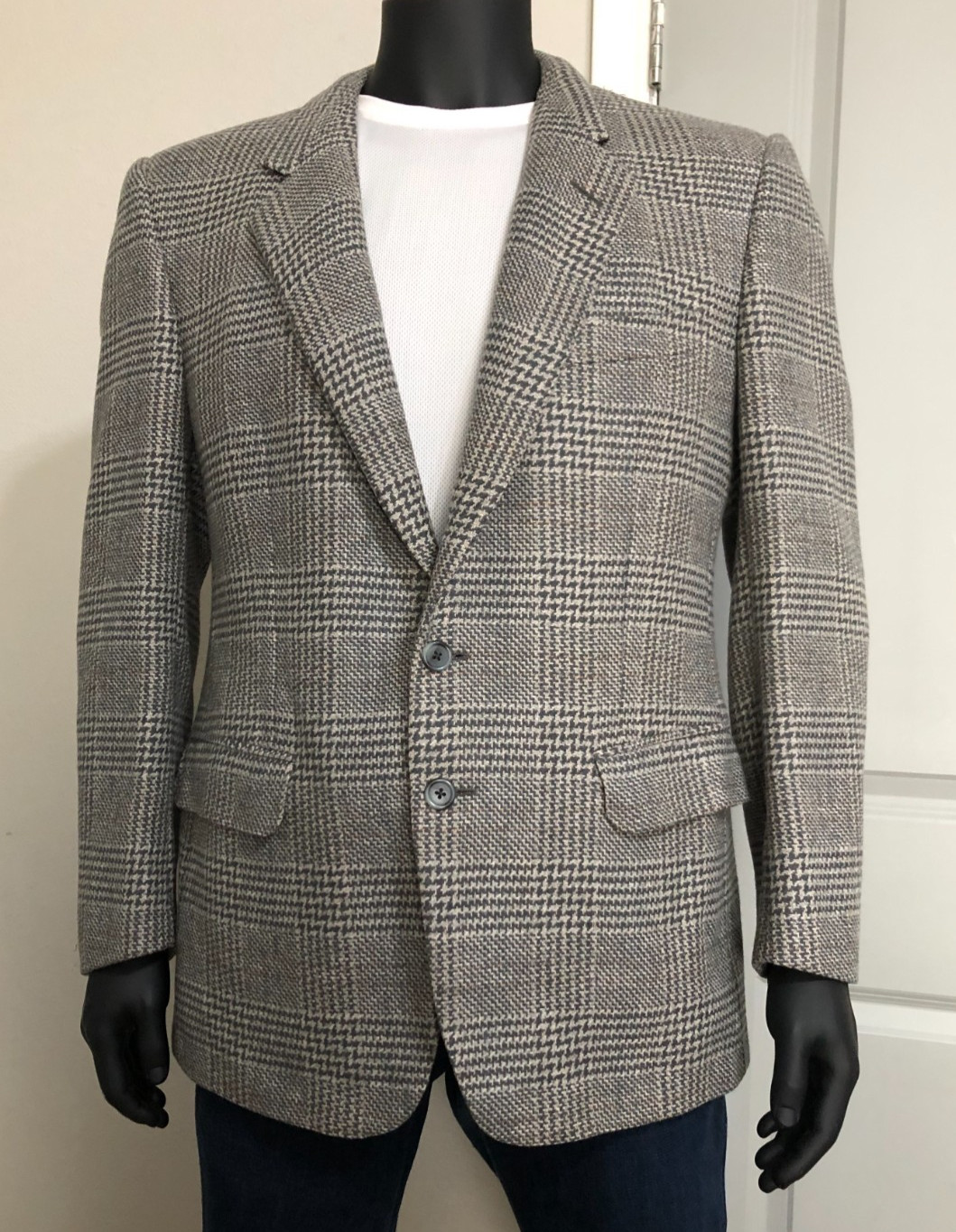 Ermenegildo Zegna Blazer 44L EU54 Gray Glen Plaid 100% Wool Jacket Switzerland.