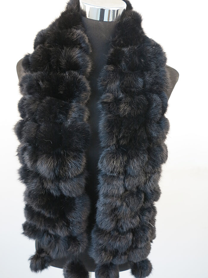 100% real rabbit fur pom poms scarf/ cape/ wrap 7 wonderful color available