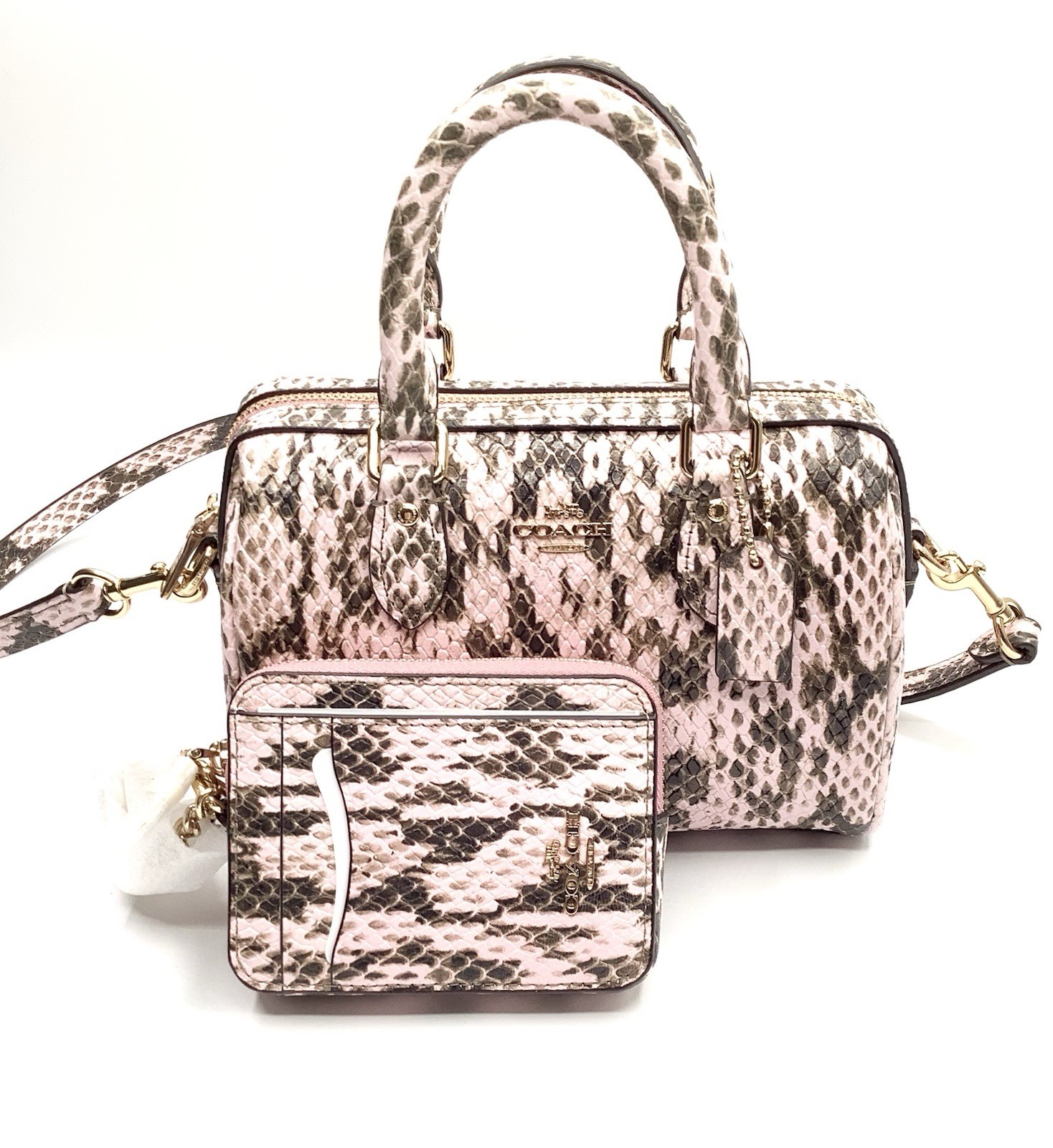 Coach Mini Rowan Crossbody Bag in Snake-Embossed Leather with Card Case – NWT