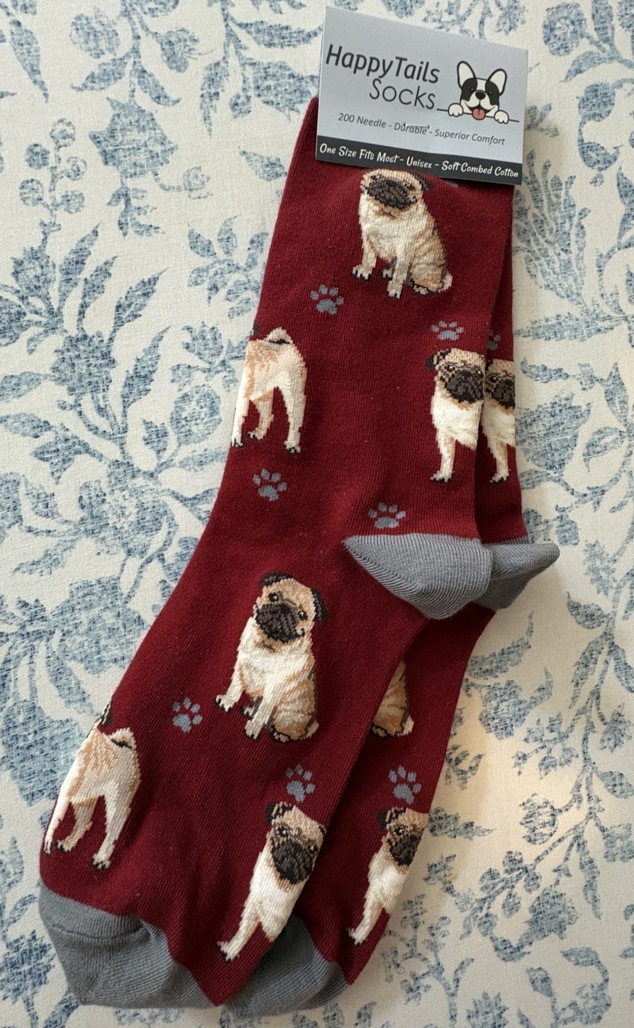 Happy Tails PUG Women’s/Unisex Socks One Size Fits Most 1 Pair NWT