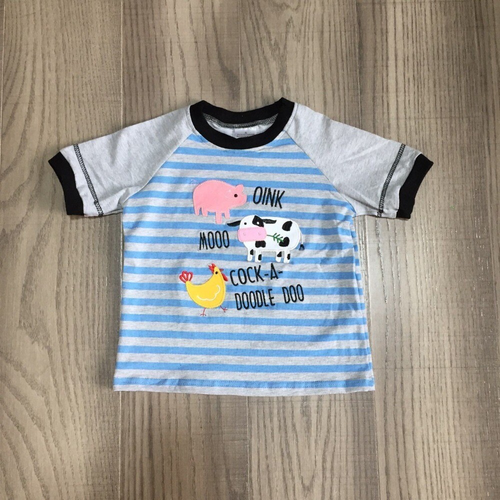NEW Boutique Farm Animals Cow Pig Chicken Boys Short Sleeve Shirt