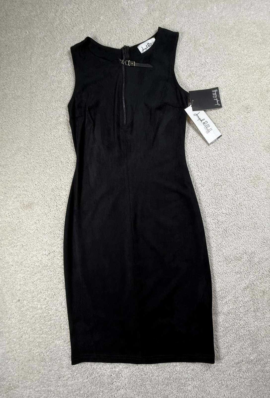Joseph Ribkoff Dress Womens 8 Black Pencil Dress Zip Front Knee Length New