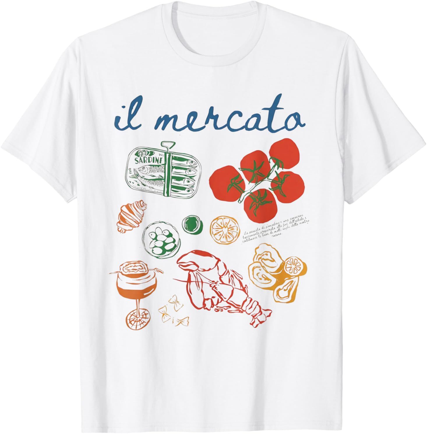 Italian Market Sardines Summer Amalfi Coast Adult S-4XL T-Shirt