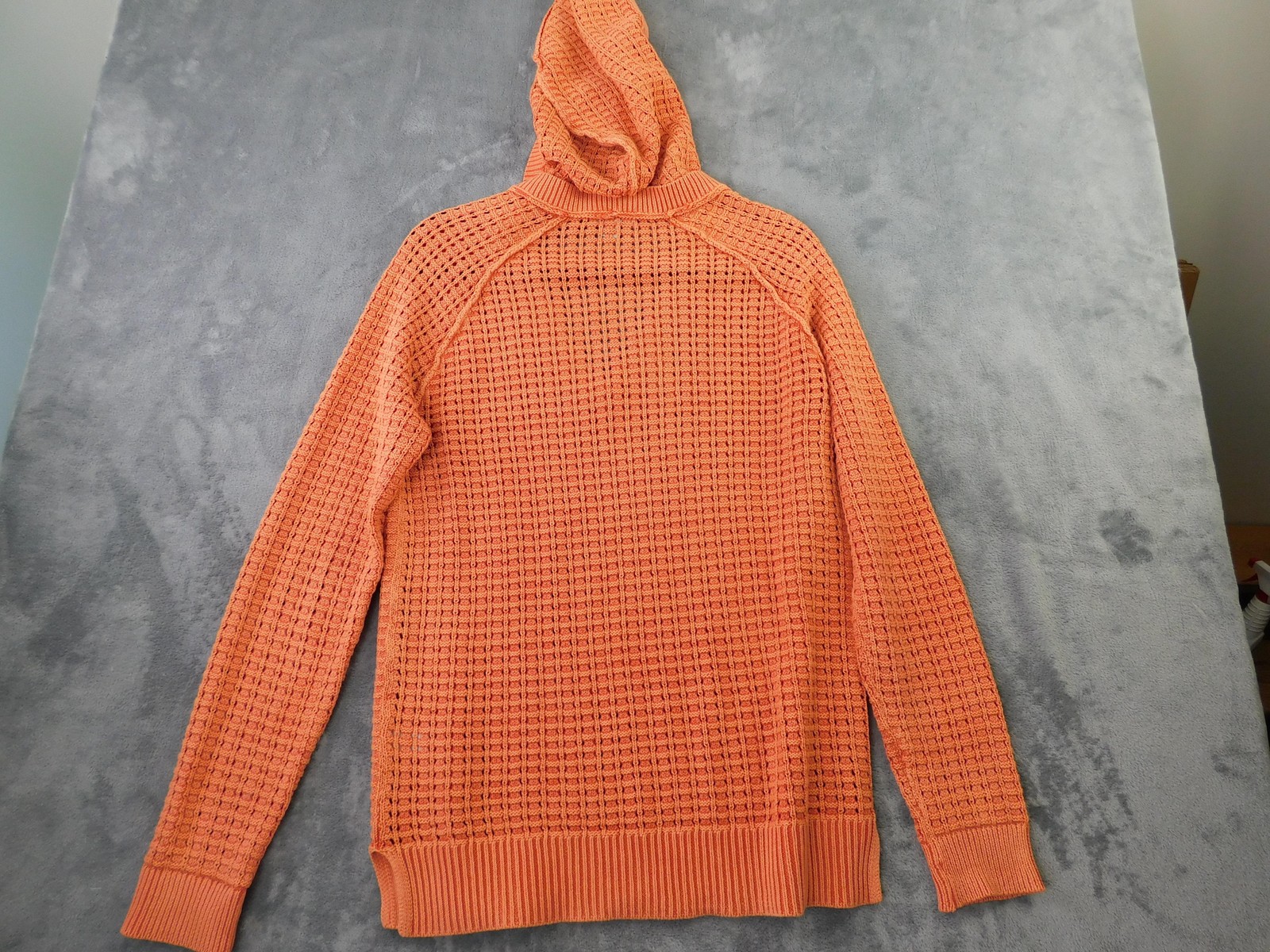 Sundance Sweater Womens Small Orange V Neck Hooded Knit Cotton Pullover Beach