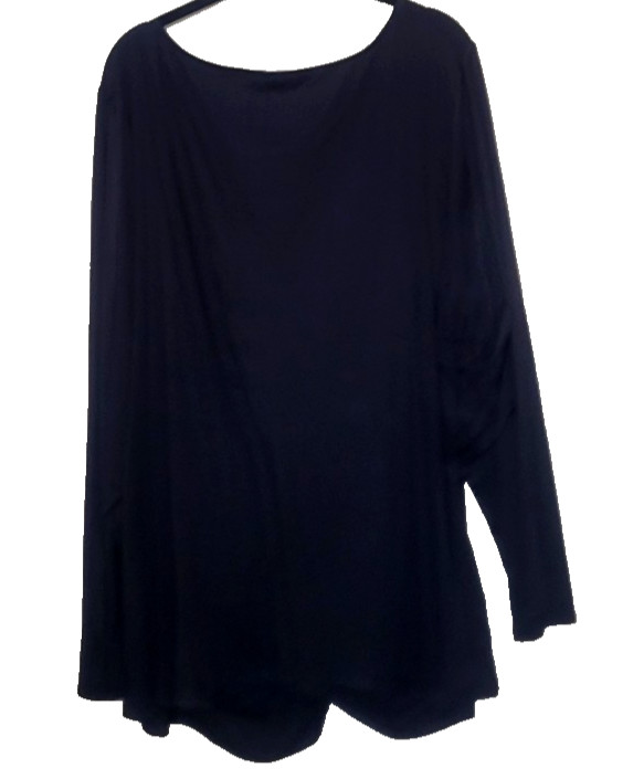 Lane Bryant NEW Sexy Ruched Stretch V Neck Long Sleeve Top Plus 30/32 5X Black