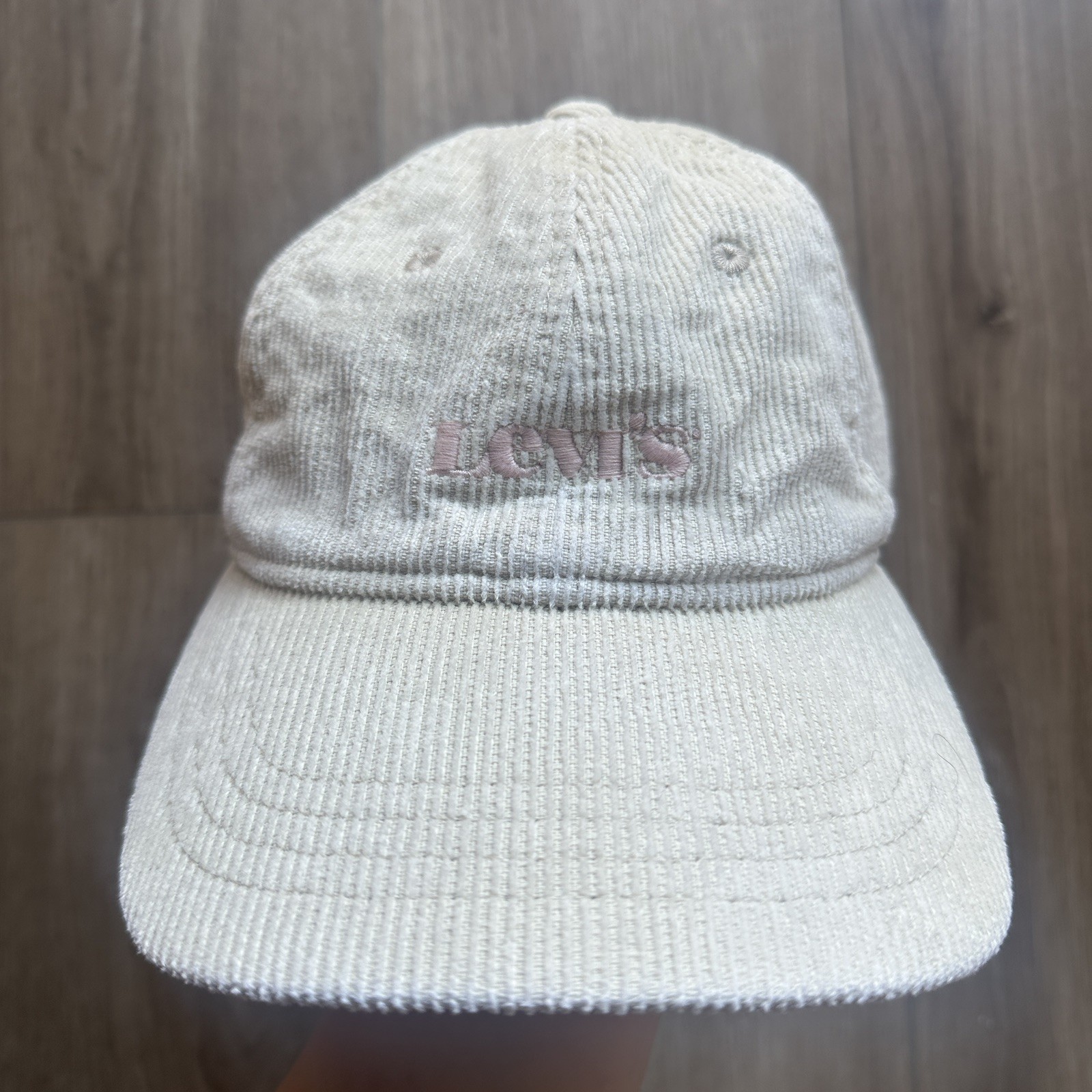 Levi’s Beige Corduroy Baseball Cap Embroidered Logo Adjustable Strap 22 in.