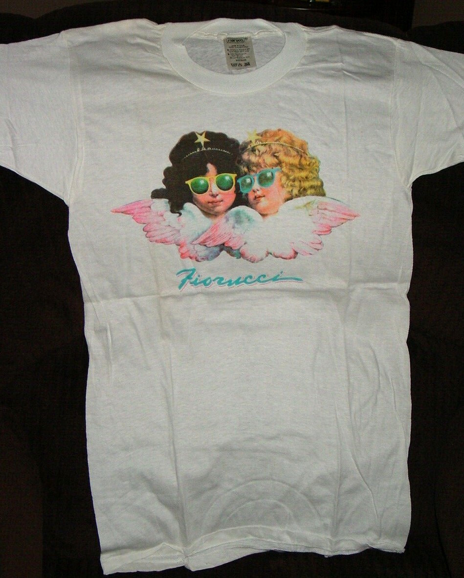 FIORUCCI 1980’s VINTAGE ANGELS SHIRT -White, NEW OLD STOCK SIZE SMALL