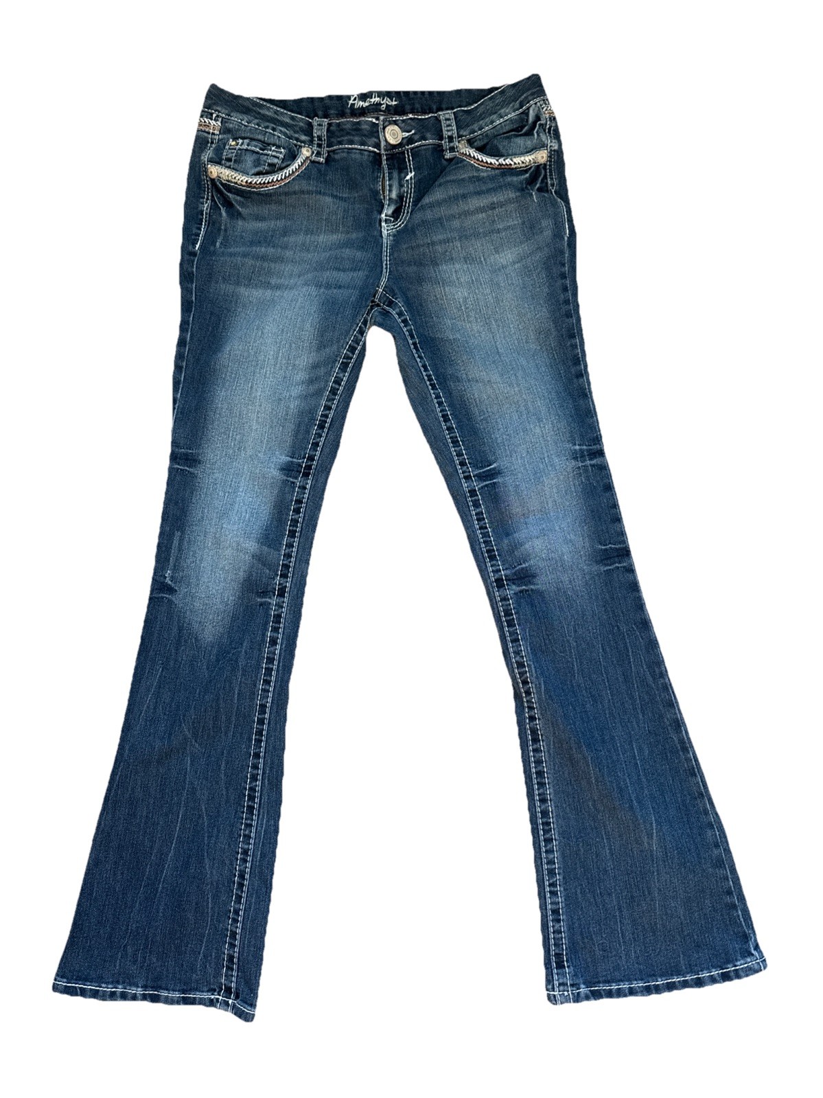 Amethyst Carmen 83996 Womens 13 Blue Wash Stretch Denim Low Rise Bootcut