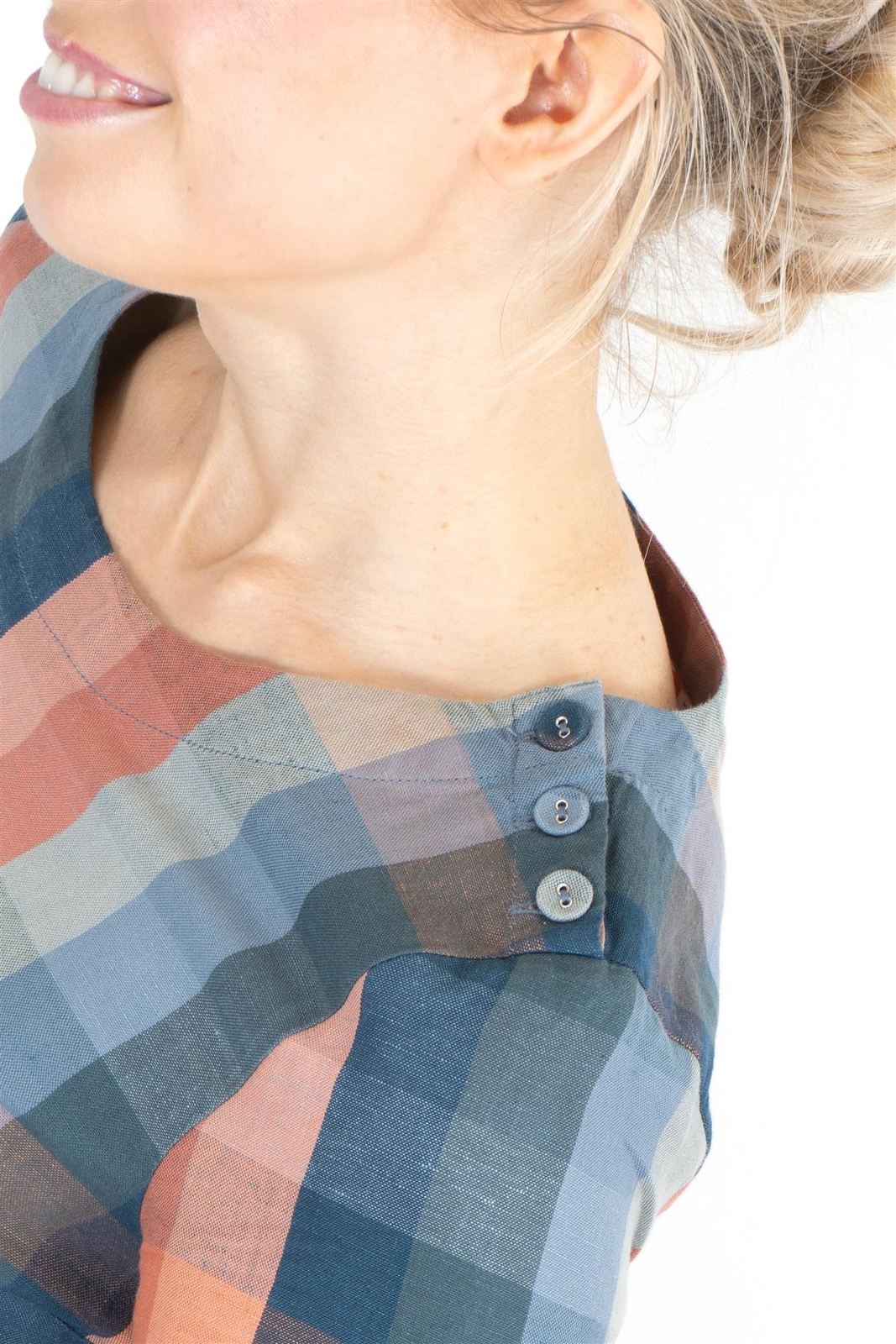 Seasalt Tunic Womens Knee Length Blue Grey Orange Sleeve Cotton Linen Size 10 8