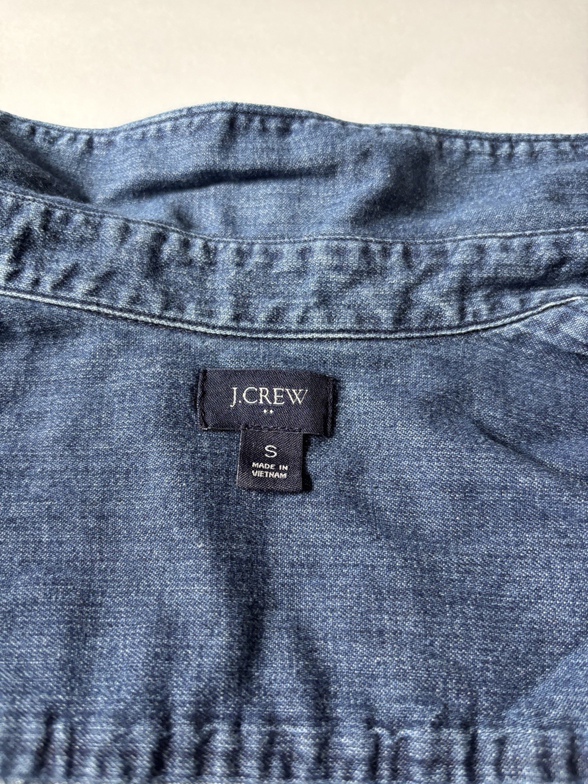 J.Crew Women’s Blue Solid Collared Long Sleeve Cotton Denim Button-Up Shirt S