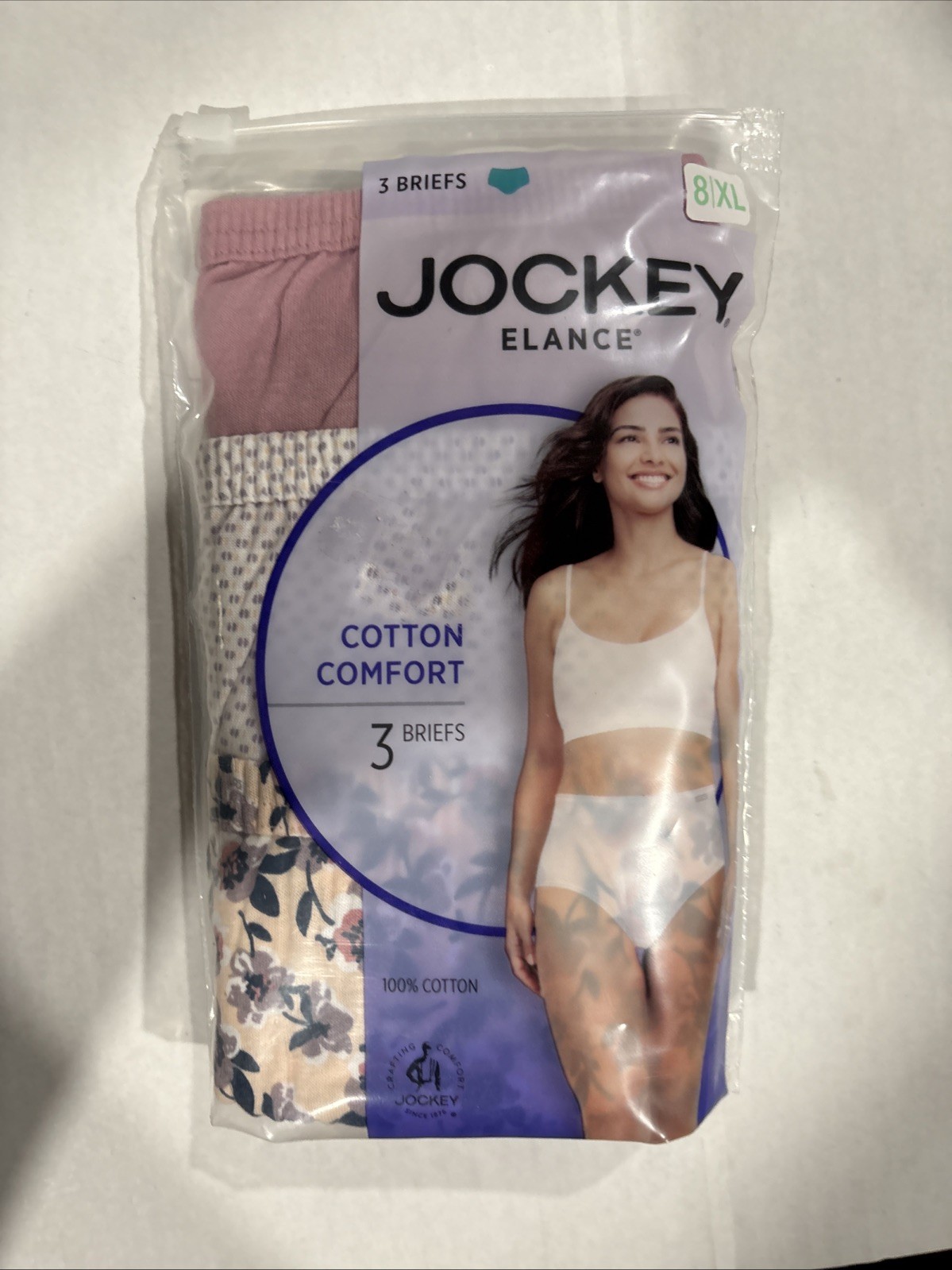 Jockey Elance 100% Cotton Brief Underwear Women’s Size 8 3 Pack New XL Pink Tan