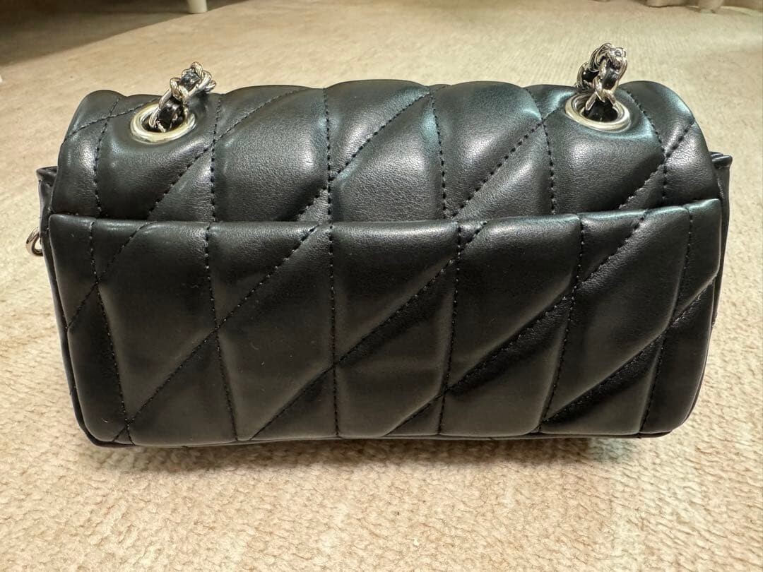 Coach Tabby Shoulder Bag 20 Black Quilted Turn Lock Silver Auth