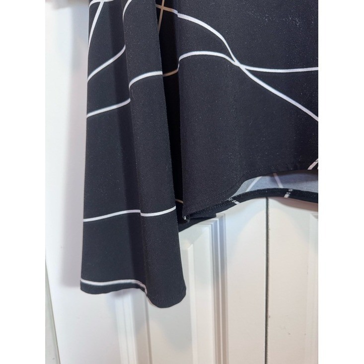 Alfani Black White Abstract Tunic Top 2X Flowy 3/4 Sleeve Casual