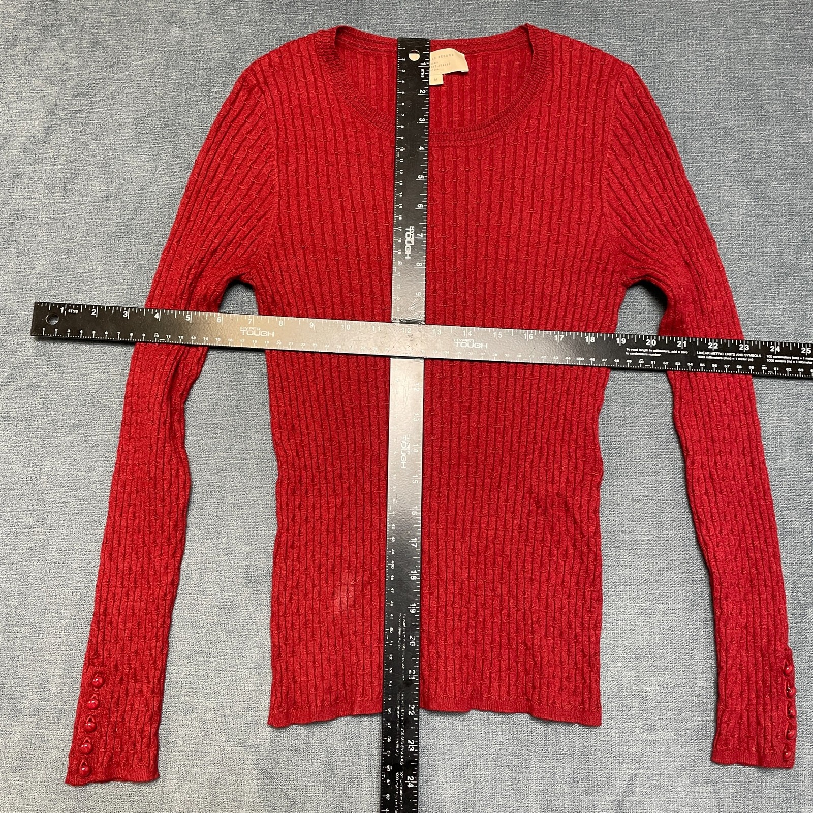 La Maille Sezane Sweater Womens Medium Red Ribbed Knit Round Neck Winter Wear