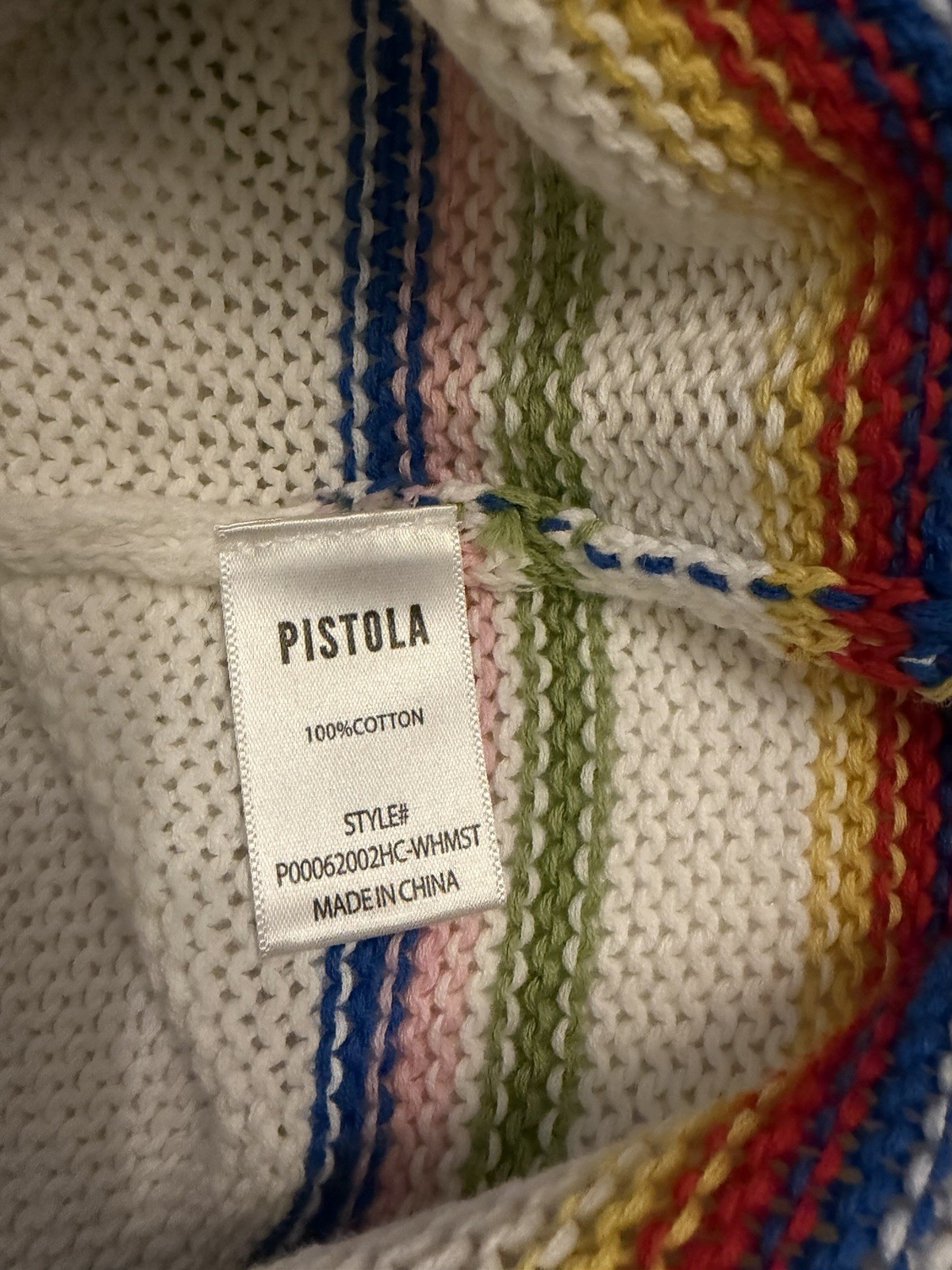 Pistola Striped Knit Crewneck Pullover Sweater White Multicolor XS, runs large