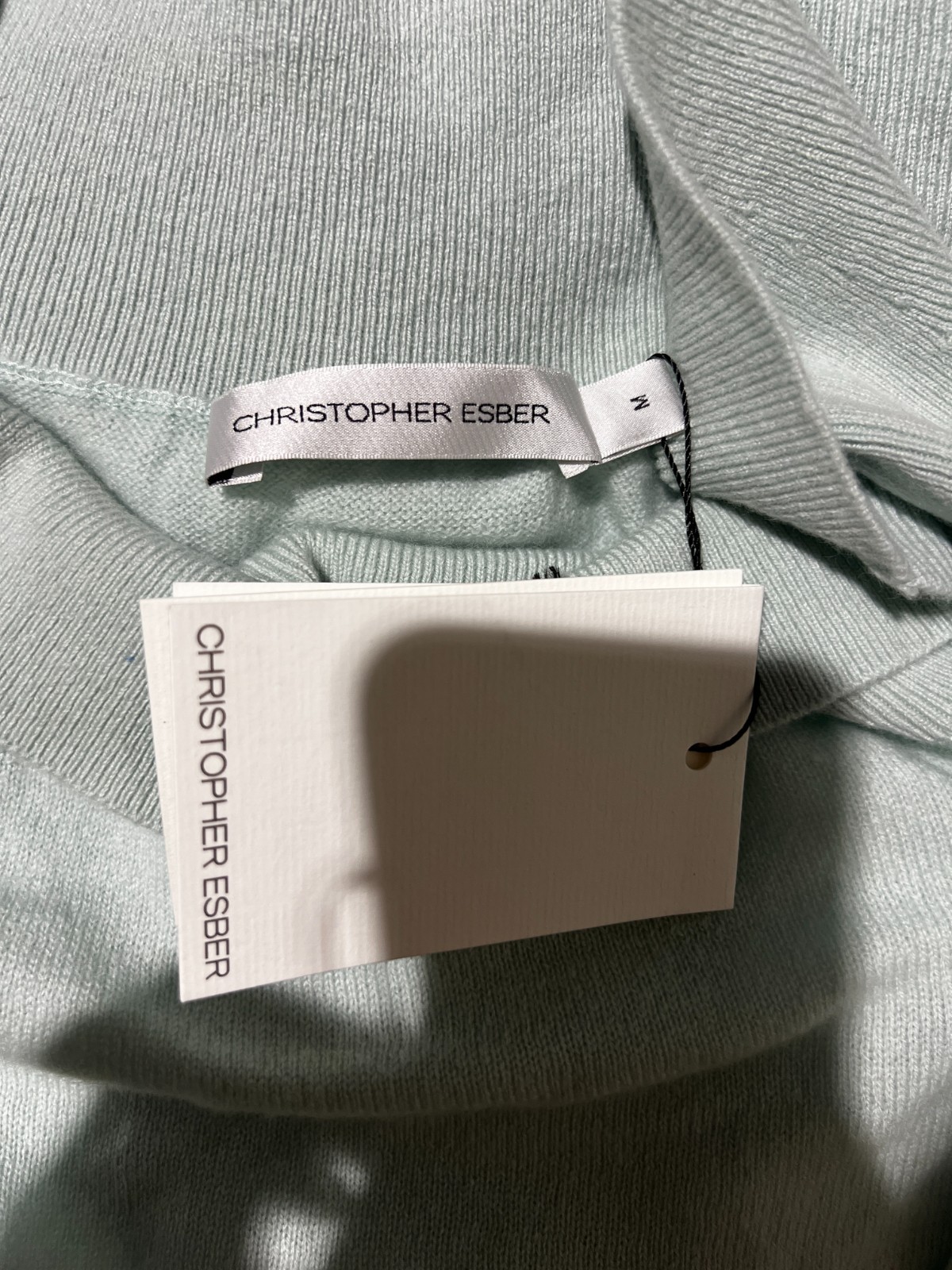 BNWT CHRISTOPHER ESBER MINT SHOULDERLESS CASHMERE MONUMENT DRESS – SIZE M