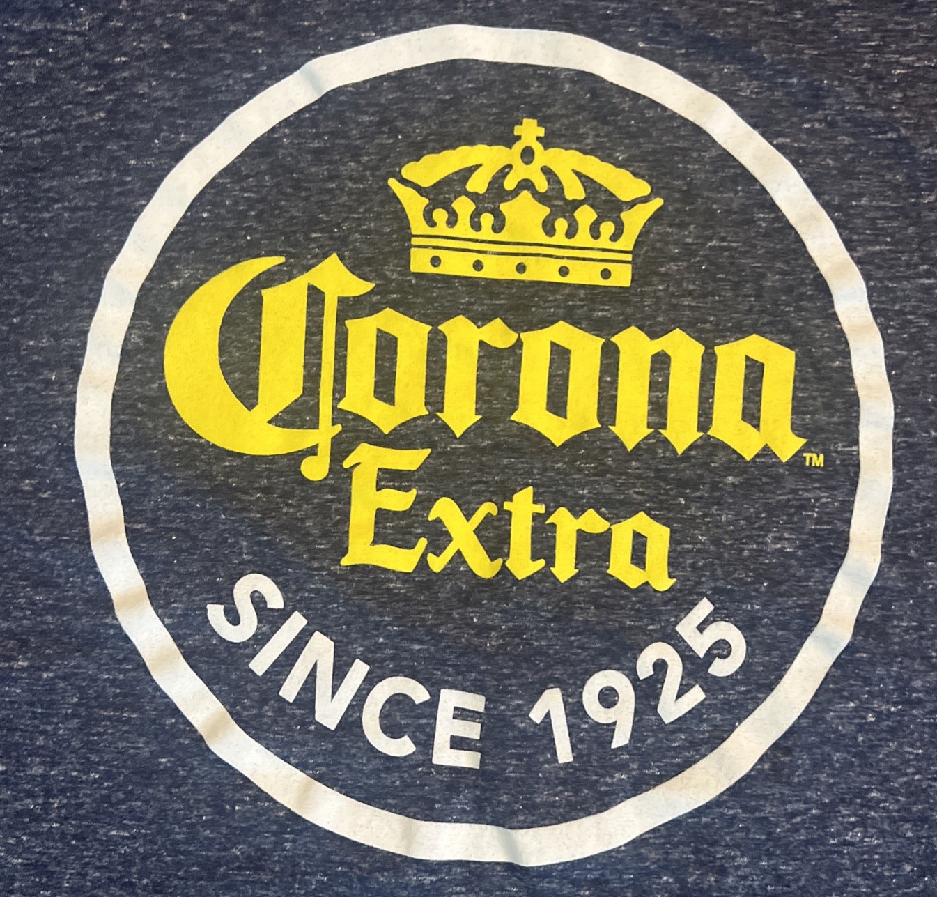 Corona extra since 1925 graphic print T-shirt blue heather small
