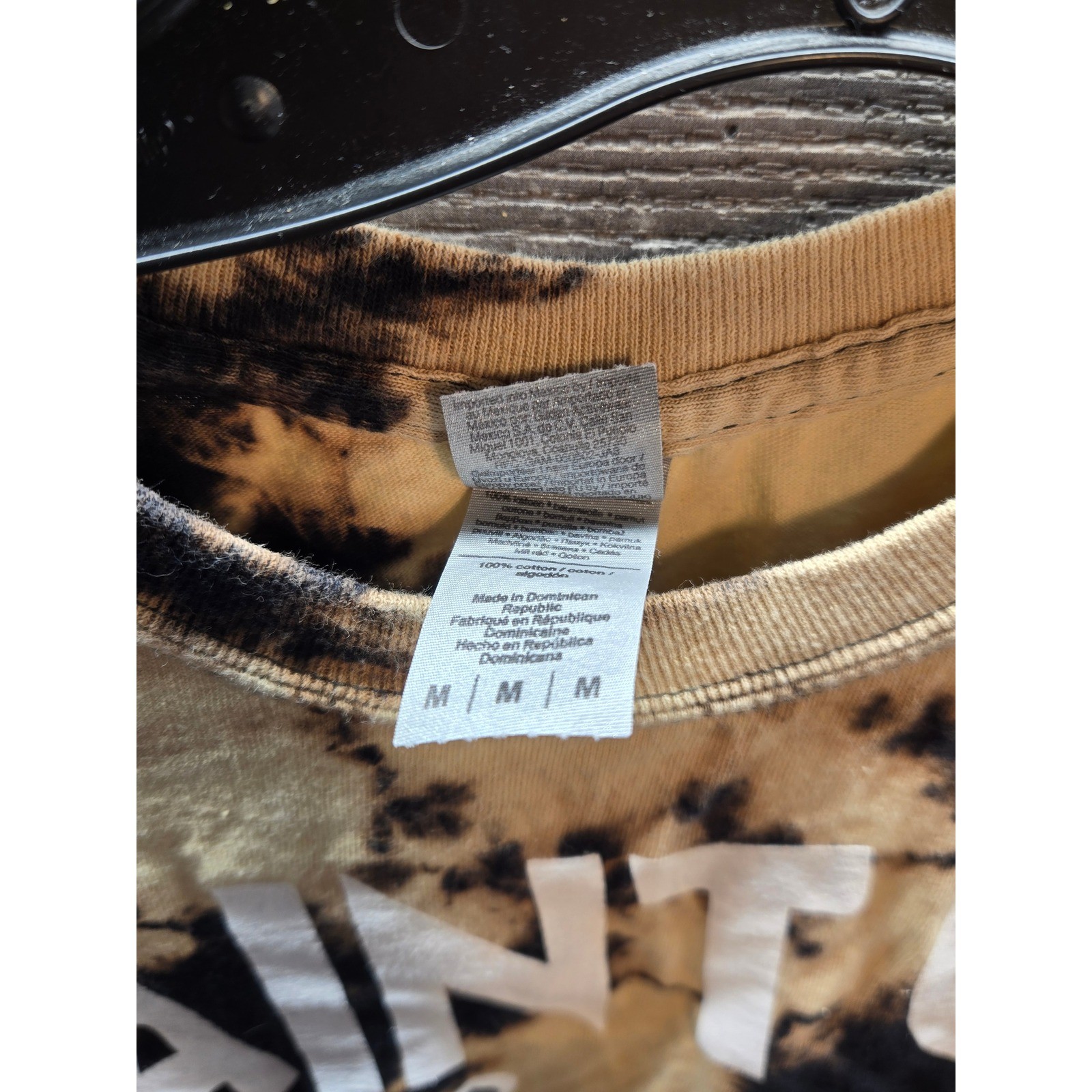 Saint or Sinner Los Angeles Bleached Tie Dye Graphic T-Shirt Black Tan Mens M