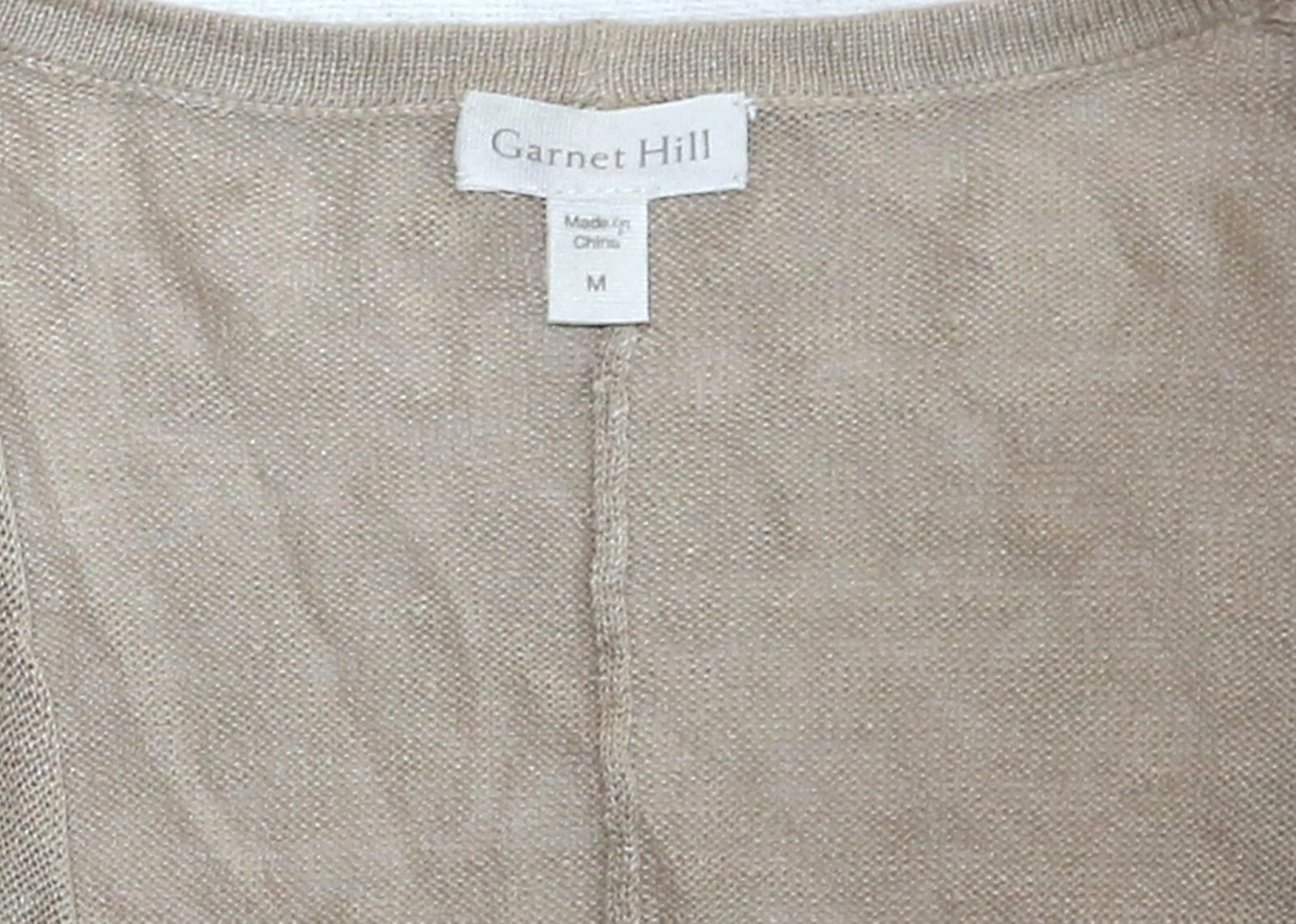 GARNET HILL Beige Strpd Clsrlss Linen Duster 44 In Chest 33.5 In Long Sz M EXC