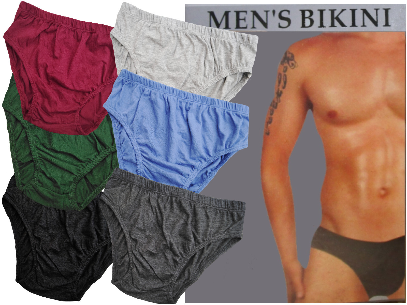 6 PK MEN’S BIKINI BRIEFS LOW RISE COTTON SOLID COLORS UNDERWEAR S – M – L – XL