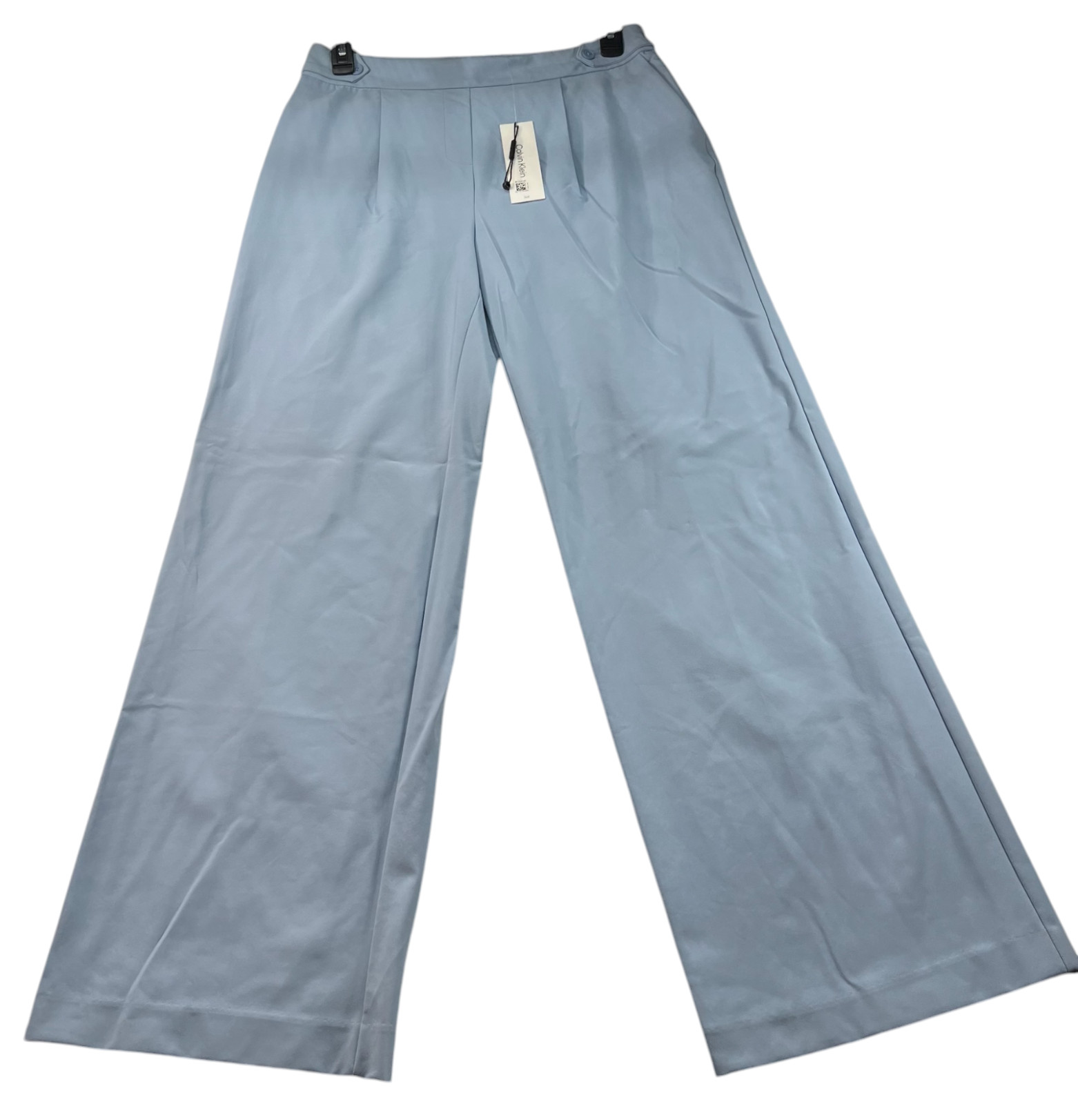 Calvin Klein Dress Pants Womens Size 10 Blue Pockets Wide Leg Stretch New
