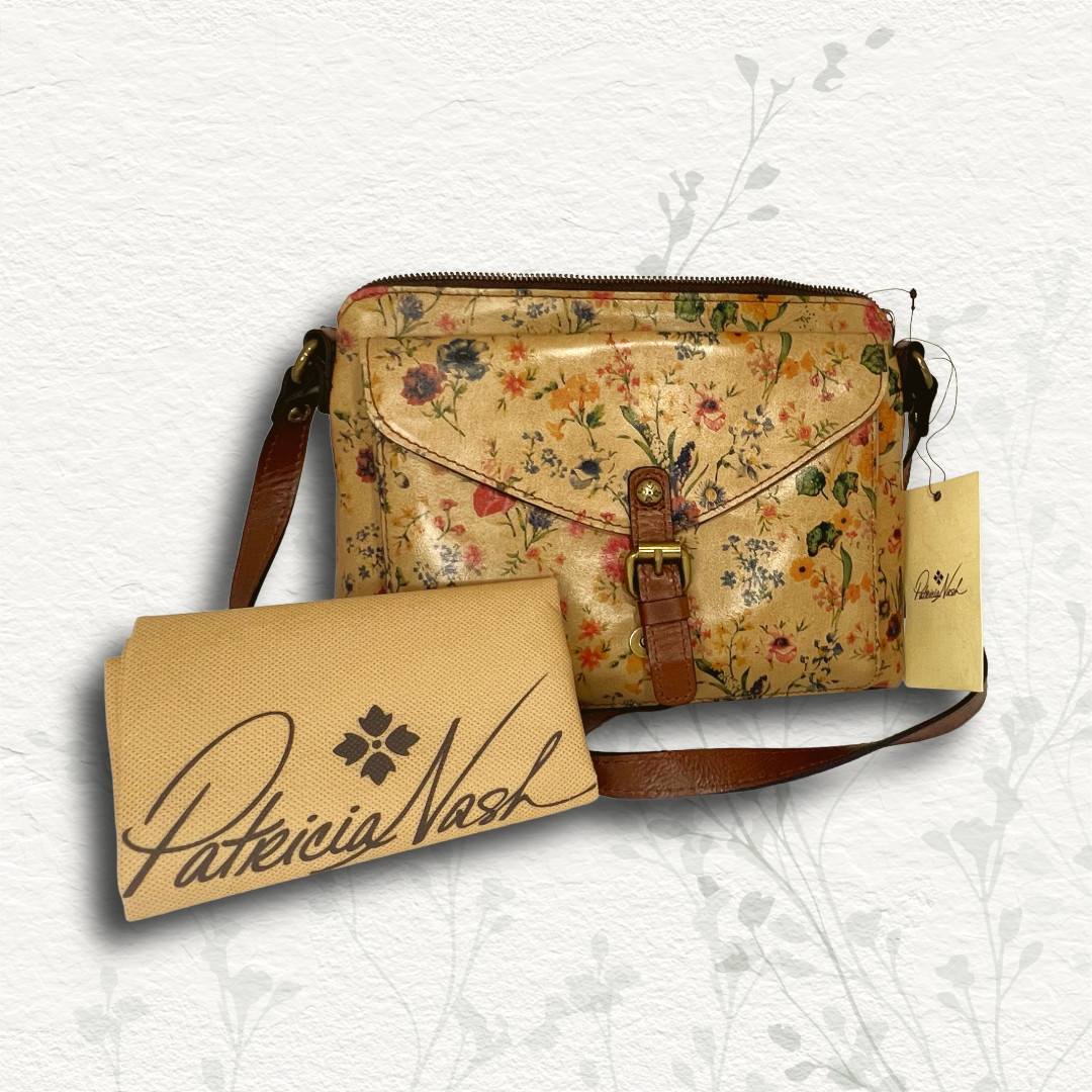 NWT Patricia Nash Avellino Crossbody Organizer Bag Prairie Rose Leather Floral