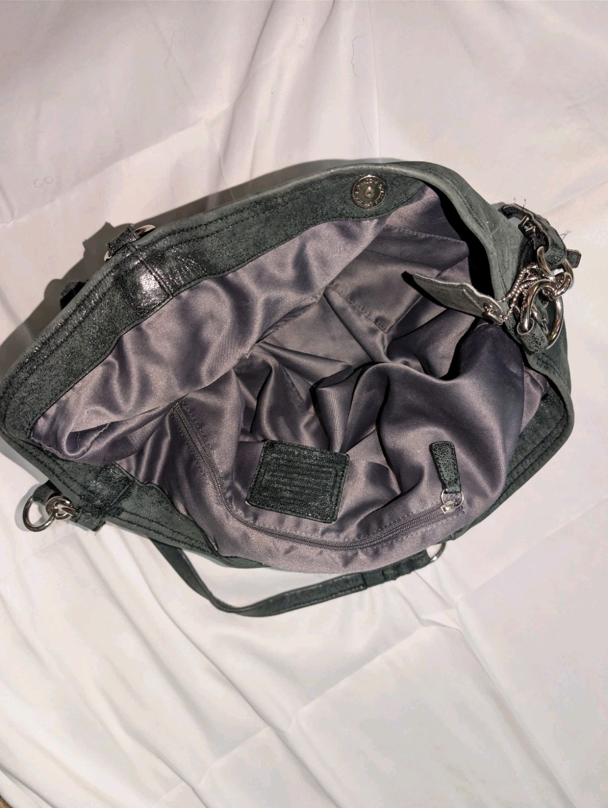 Coach Kristin Pinnacle Leather Tote Bag F19385 Black Shimmer