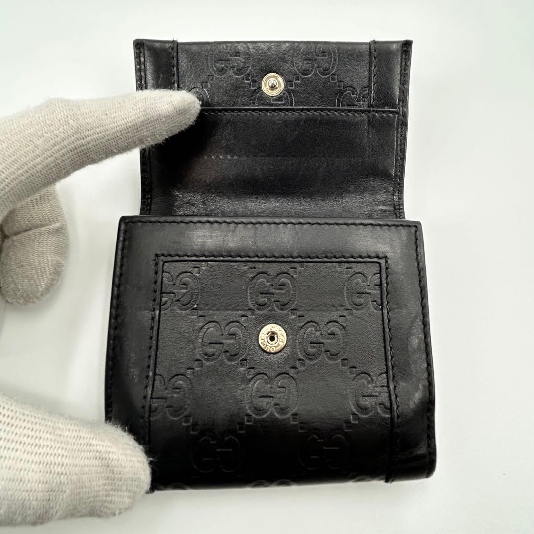 Excellent condition GUCCI Folding Wallet Horsebit Plate Shima Leather Black