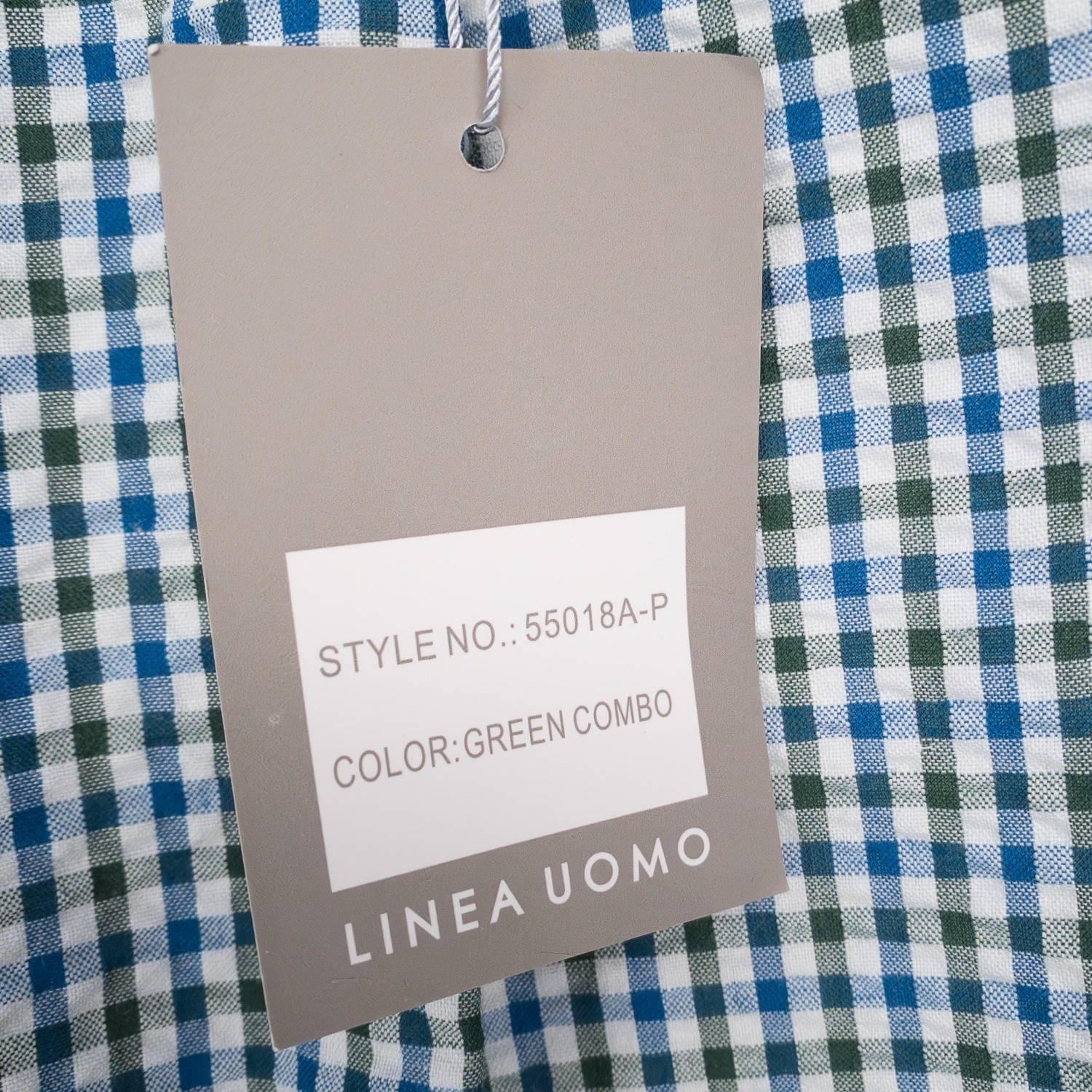 LINEA UOMO Mens Relaxed Straight Fit Seersucker Green Combo Gingham Pants 36X32