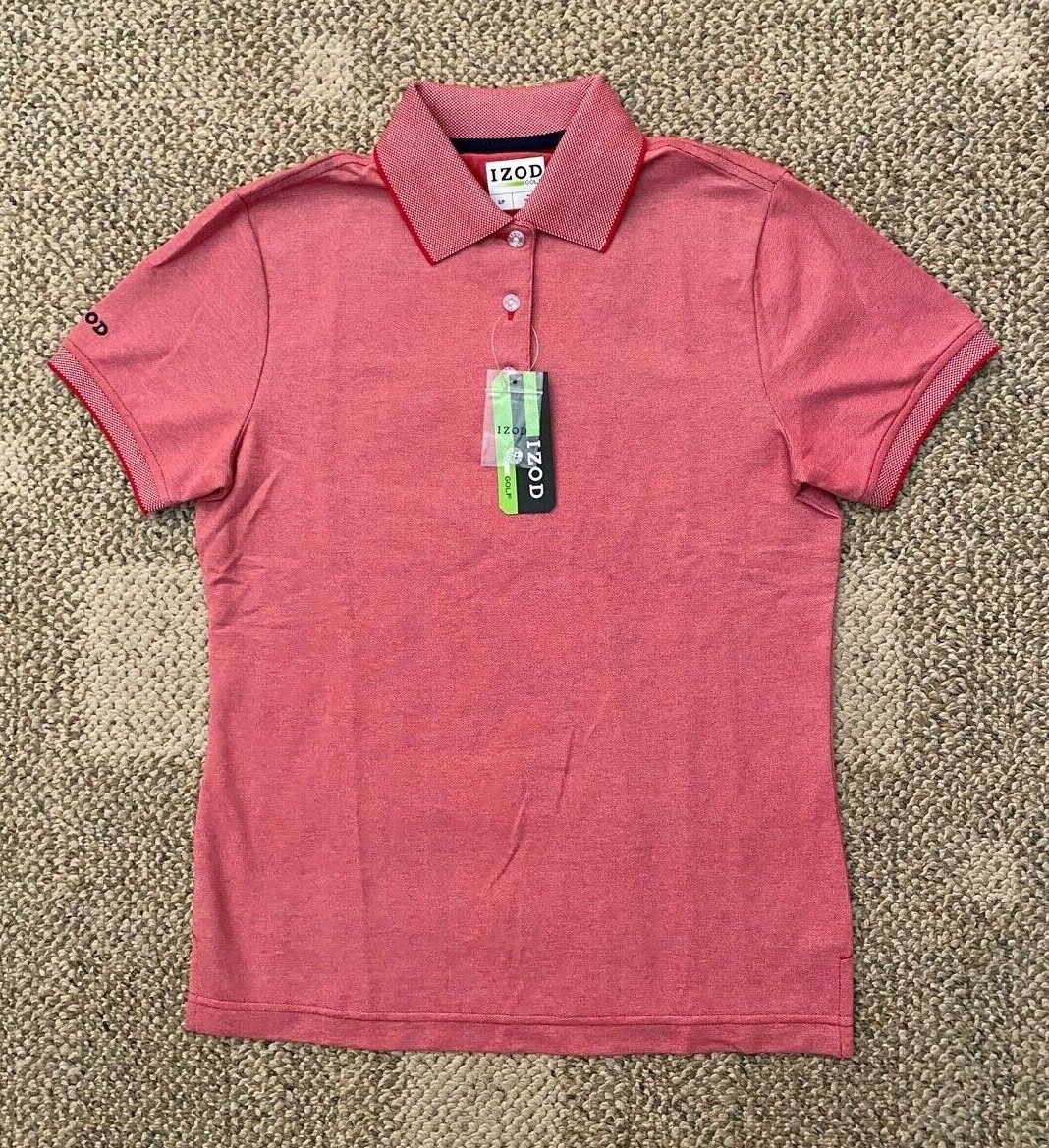 Womens IZOD Short Sleeve Golf Polo Shirt Red Size Small Cotton Polyester