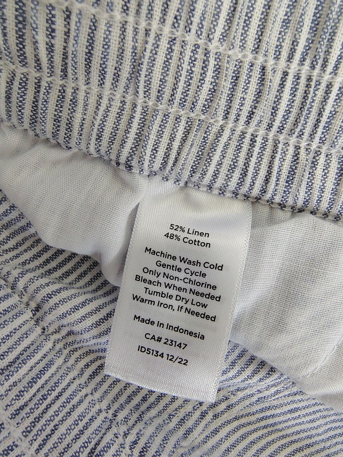 Talbots Striped Wide Leg Pants Size 14 Linen Cotton Drawstring Casual Summer