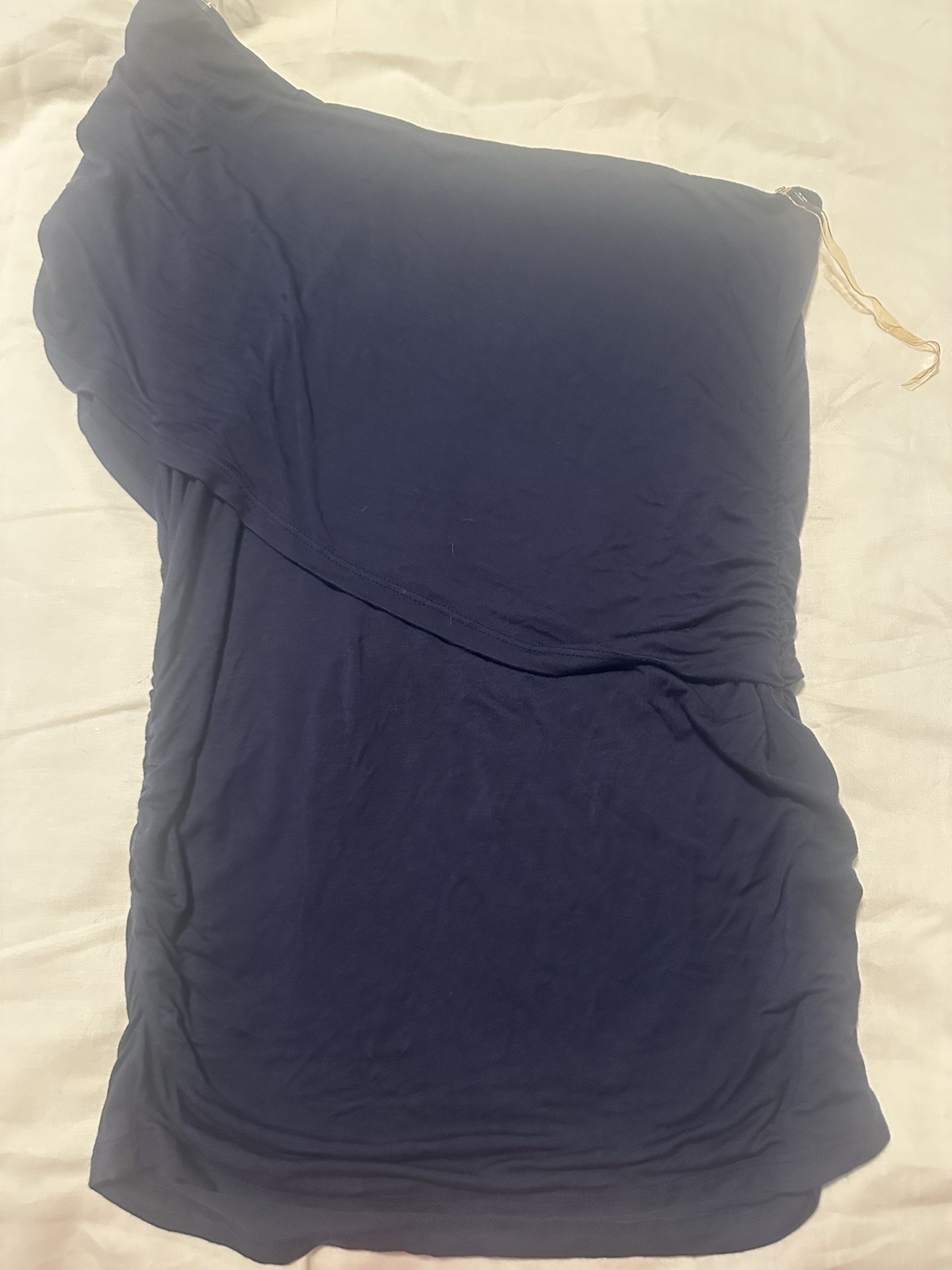 bar III Women’s Blue One Shoulder Ruched Knit Stretch Tank Top, Size L