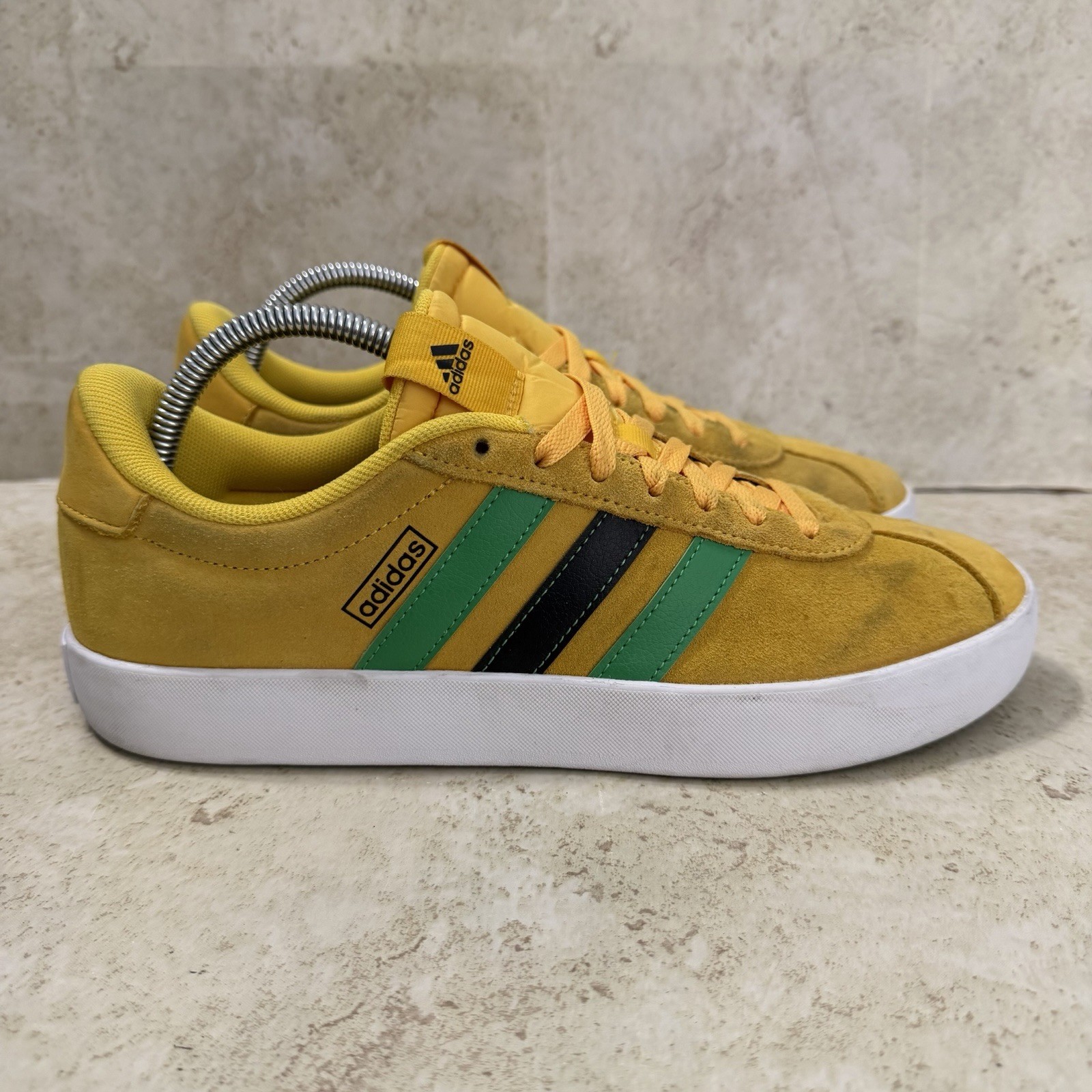 Adidas VL Court 3.0 Sneakers Mens 8 Yellow Gold Suede Shoes Low Atheltic Trainer