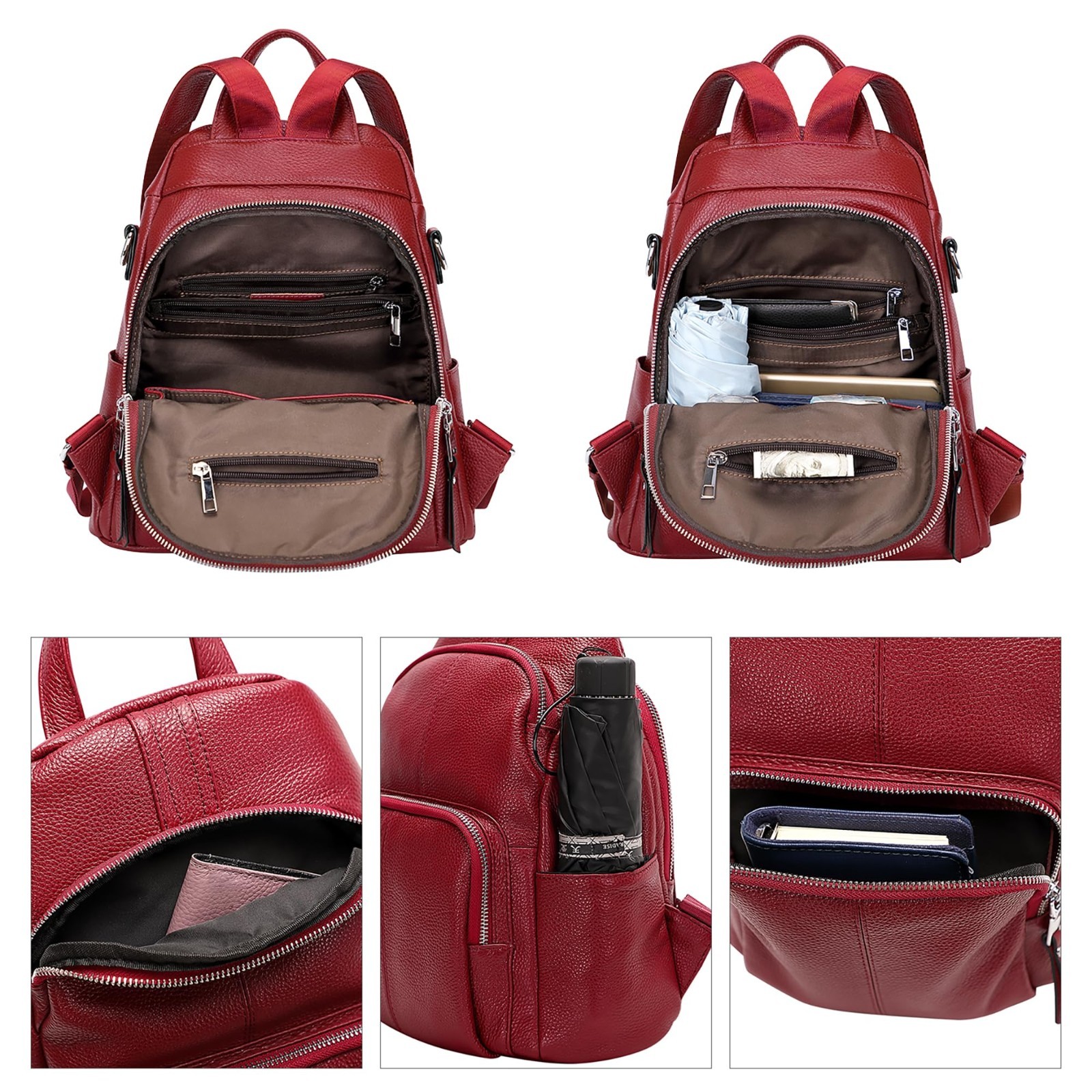 Stylish Anti-Theft Genuine Leather Backpack for Women | Versatile 3-in-1 Bag, Fi