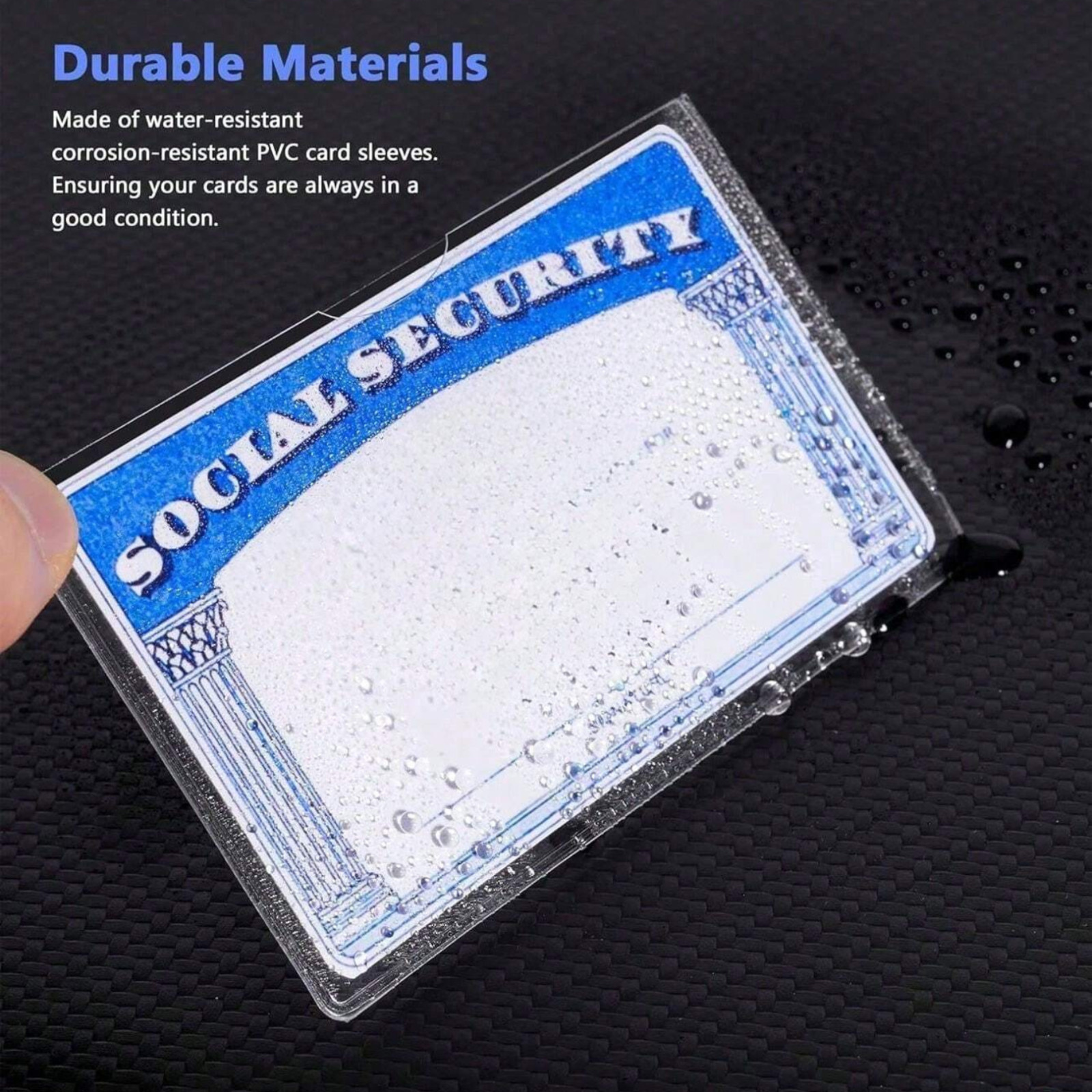 20Pcs Transparent Card Holder PVC Sleeve Waterproof ID Credit SSN Card Protector