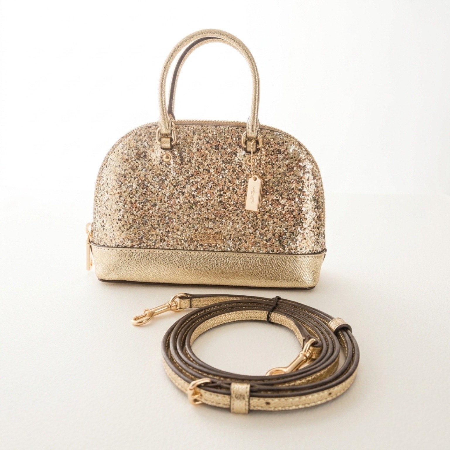 COACH Wizard of Oz Mini Micro Sierra Gold Glitter Crossbody Satchel Purse F39497