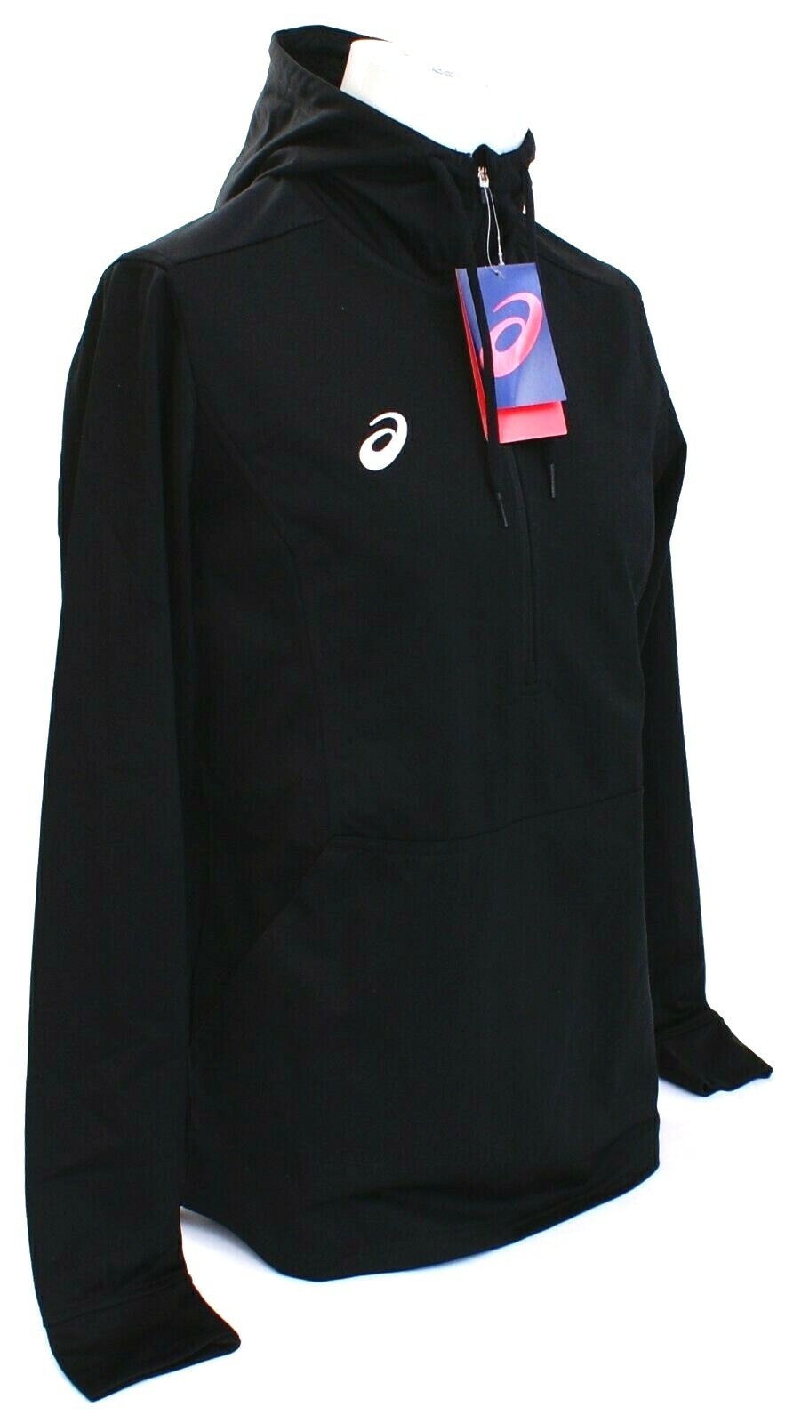 Asics Black Tricot 1/2 Zip Lightweight Hoodie Men’s NWT