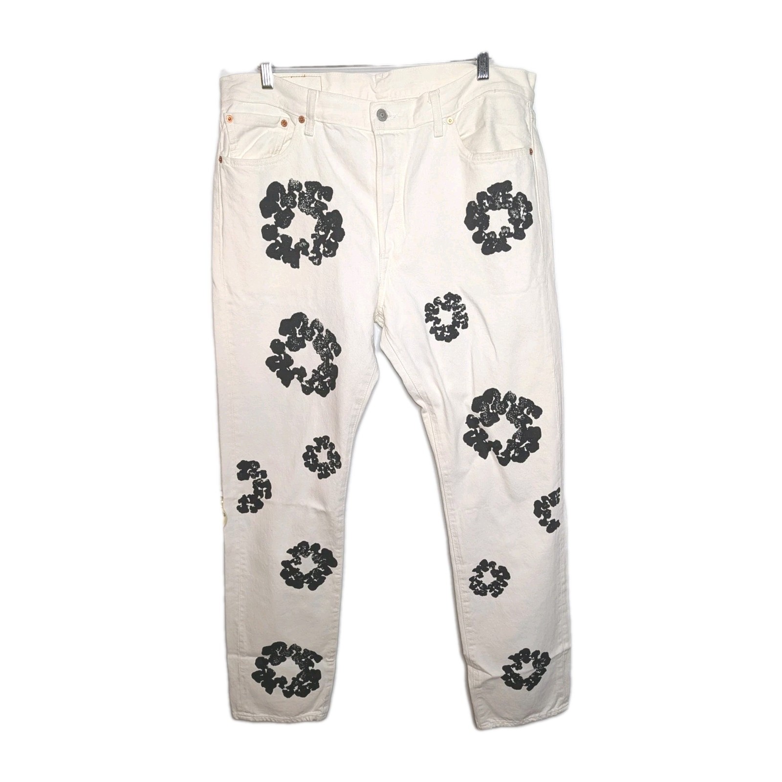 Levi’s Jeans X Denim Tears Floral Embroidered White Straight Men Size 36