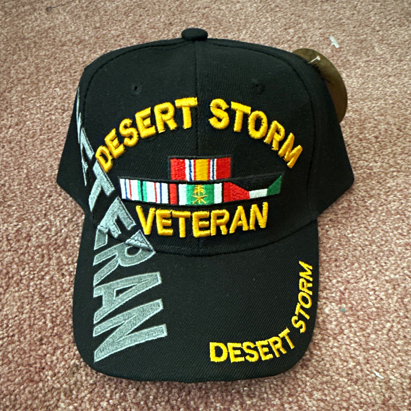Desert Storm Veteran Embroidered Adjustable Black Baseball Cap Men One Size