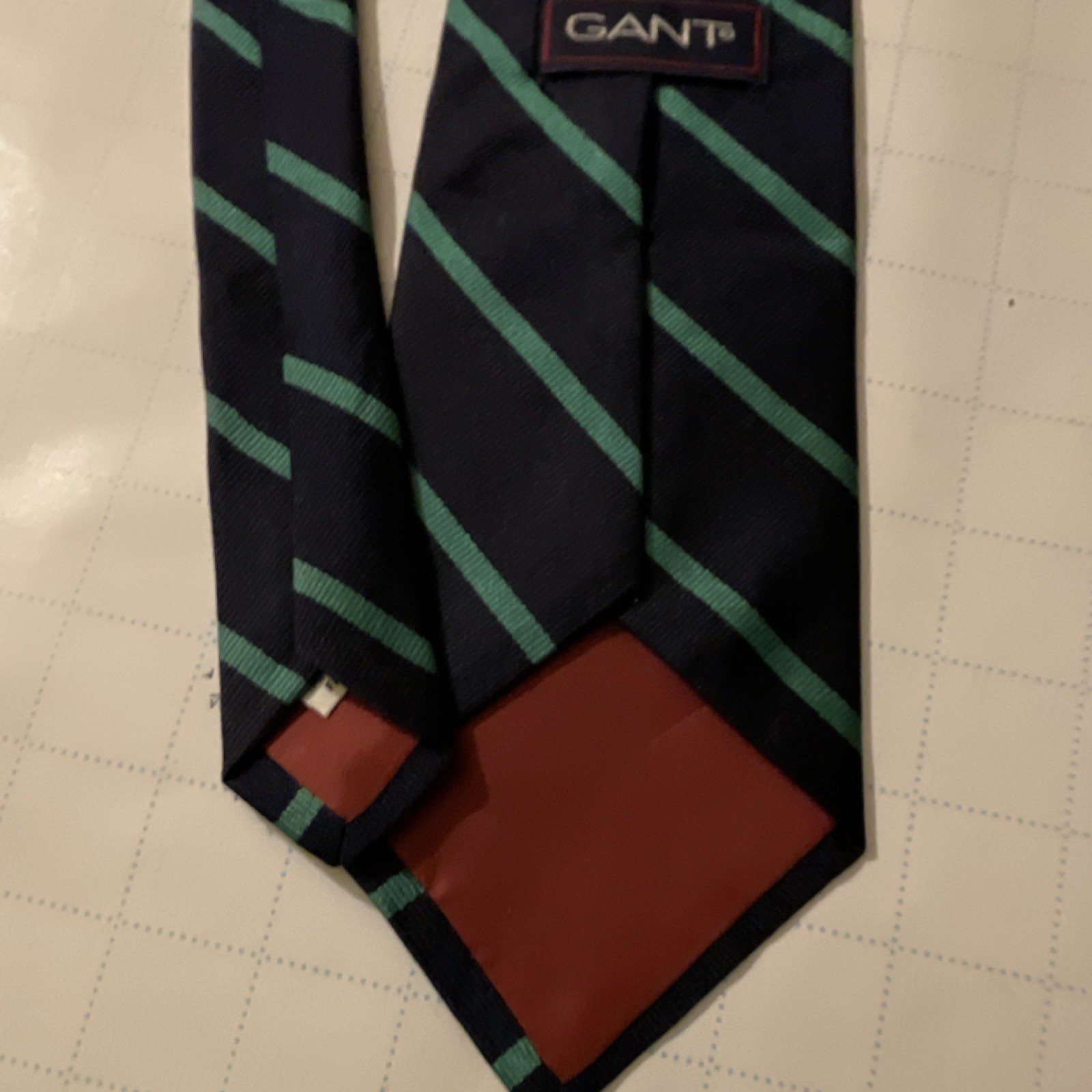 GANT Men’s Navy Green Striped Silk Tie Woven Classic Designer 57-60 Inches