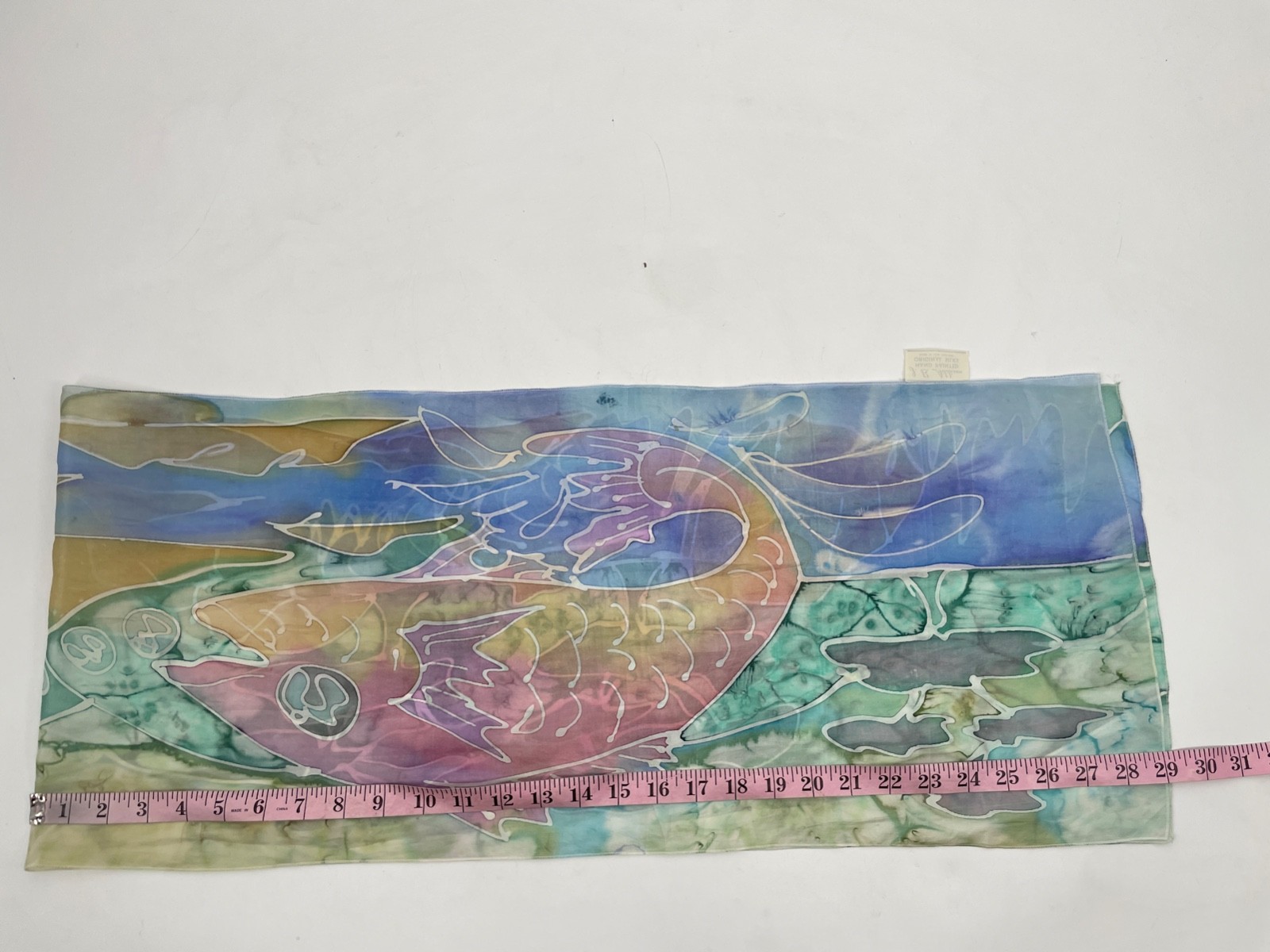 J. B. Addison Hand Painted original Silks Scarf multi watercolor 12x 58″ pastel