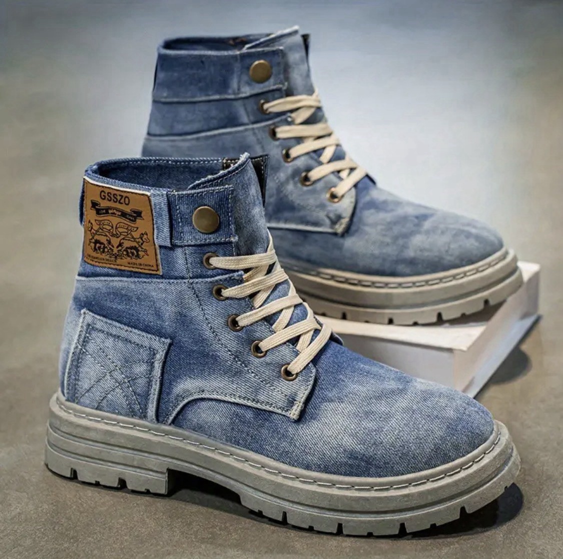 Men’s Canvas High Top Boots Denim Ankle Everyday & Formal Size 8