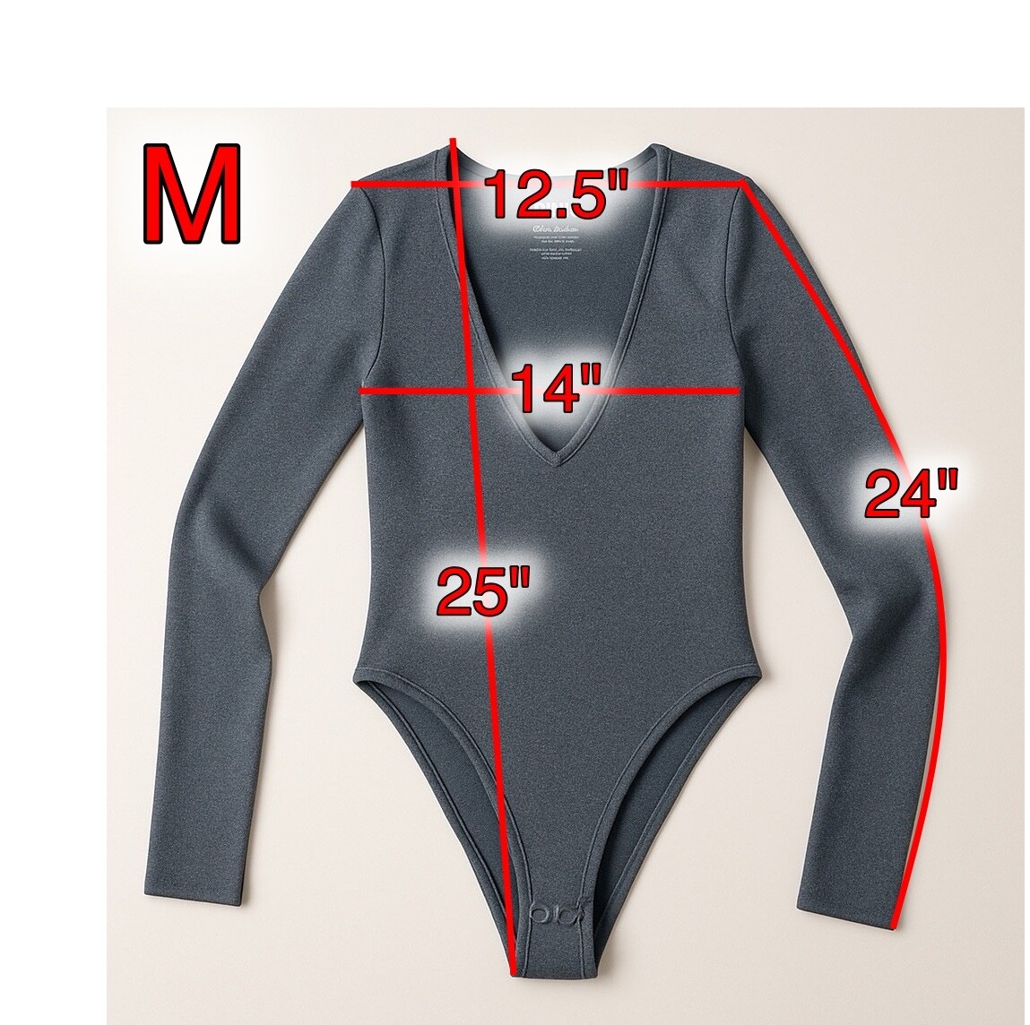 Pink Dot Bodysuit, Snap-crotch Top, Gray 92% Nylon 8% Spandex V-Neck Shirt M, L