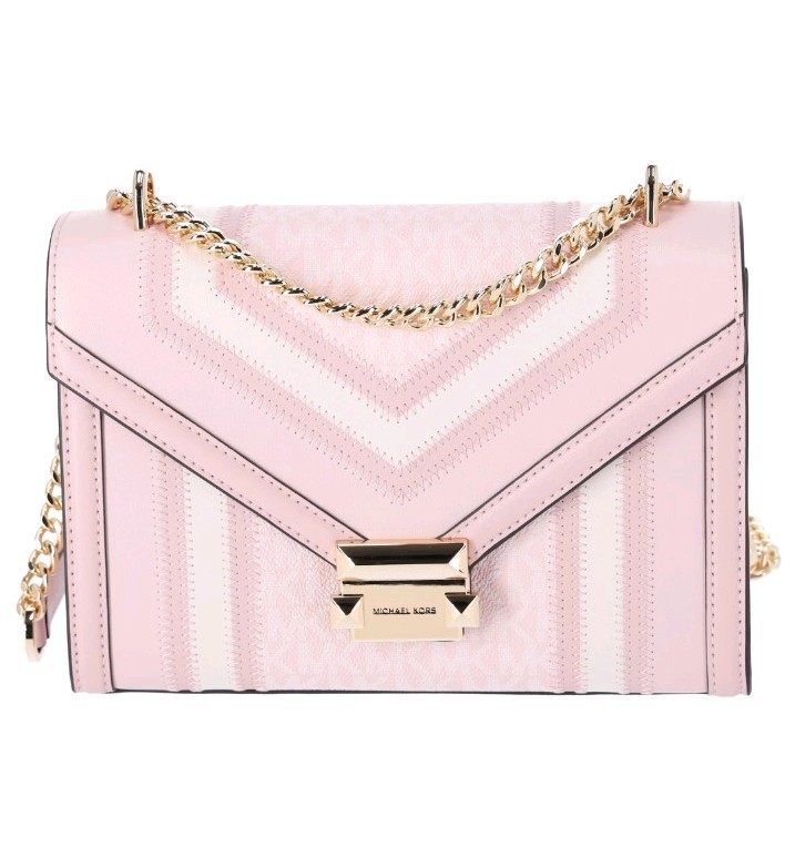 Michael Kors Whitney Crossbody Bag Pink Logo Monogram Chain Strap Shoulder Bag
