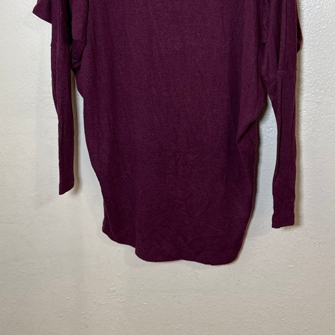 Natural Life Women Sweater Plum Purple M Heathered Dolman Sleeve Relaxed Knit